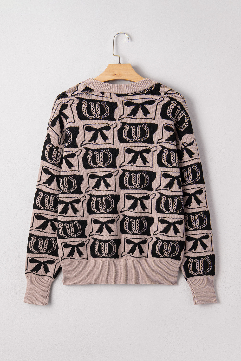 Western Print Knit Sweater, Casual Round Neck Pullover Top - Detail View 5 Western Print Knit Sweater, Casual Round Neck Pullover Top - Detail View 5