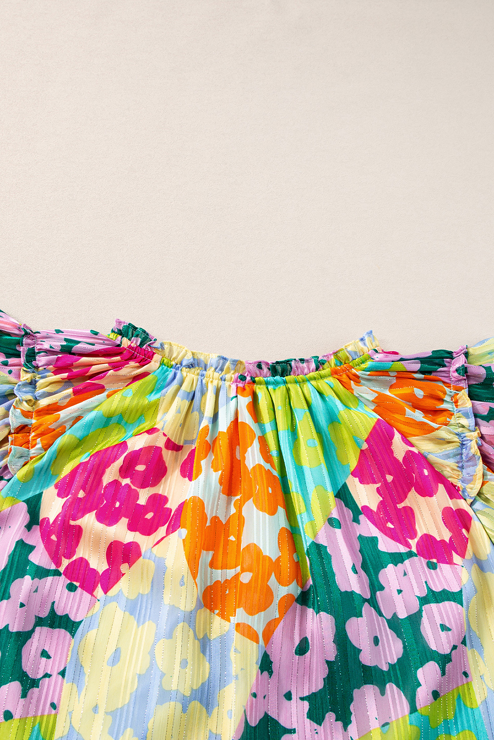 Women's Multicolour Leopard V-Neck Crinkled Blouse with Flutter Sleeves - Detail View 11 Women's Multicolour Leopard V-Neck Crinkled Blouse with Flutter Sleeves - Detail View 11