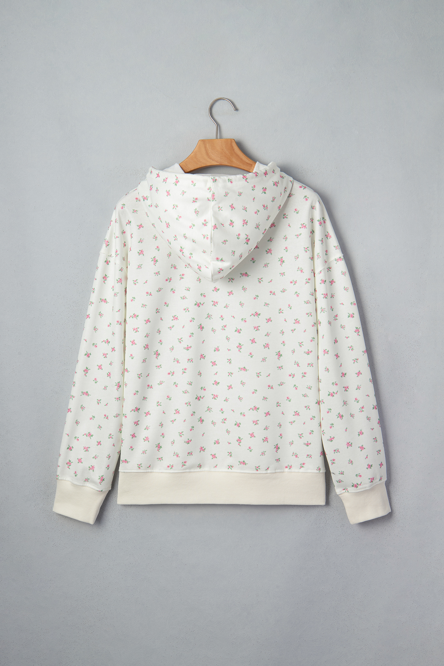 Women's Floral Print Hoodie, Soft Autumn Casual Pullover - Detail View 9 Women's Floral Print Hoodie, Soft Autumn Casual Pullover - Detail View 9