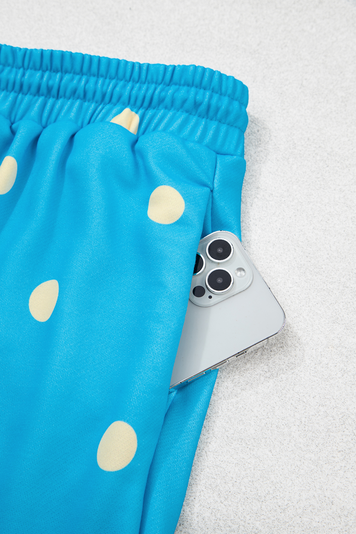 Women's Blue Lounge Set, Cozy Polka Dot Hooded Active Wear - Detail View 17 Women's Blue Lounge Set, Cozy Polka Dot Hooded Active Wear - Detail View 17