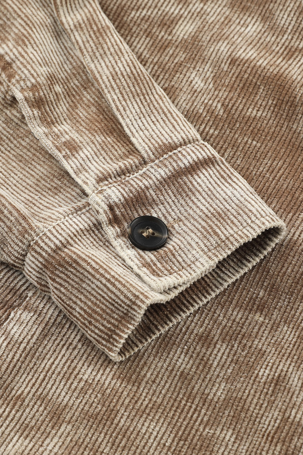 Women's Khaki Shacket, Vintage Mineral Wash Corduroy Jacket - Detail View 7 Women's Khaki Shacket, Vintage Mineral Wash Corduroy Jacket - Detail View 7