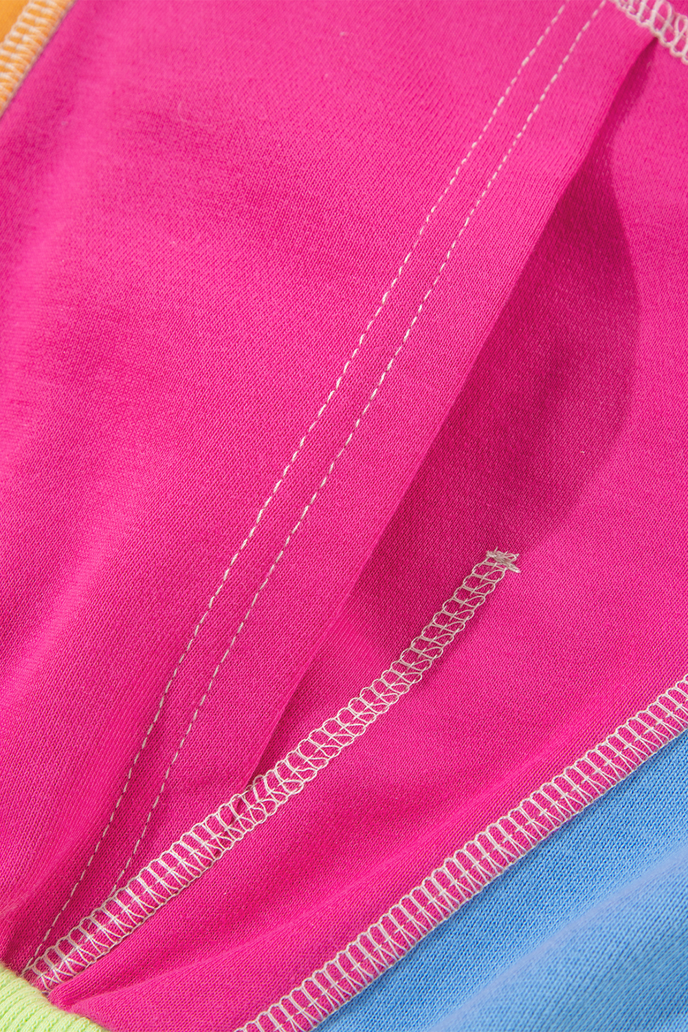 Stylish Long Sleeve Color Block Top: Grapefruit Orange Patchwork Design - Detail View 7 Stylish Long Sleeve Color Block Top: Grapefruit Orange Patchwork Design - Detail View 7