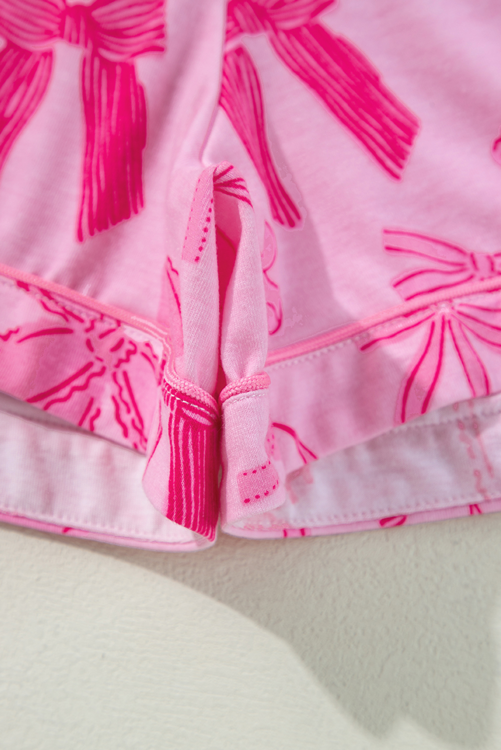 Charming Pajama Set for Women - Cute Bow Print with Half Sleeves and Shorts - Detail View 18 Charming Pajama Set for Women - Cute Bow Print with Half Sleeves and Shorts - Detail View 18