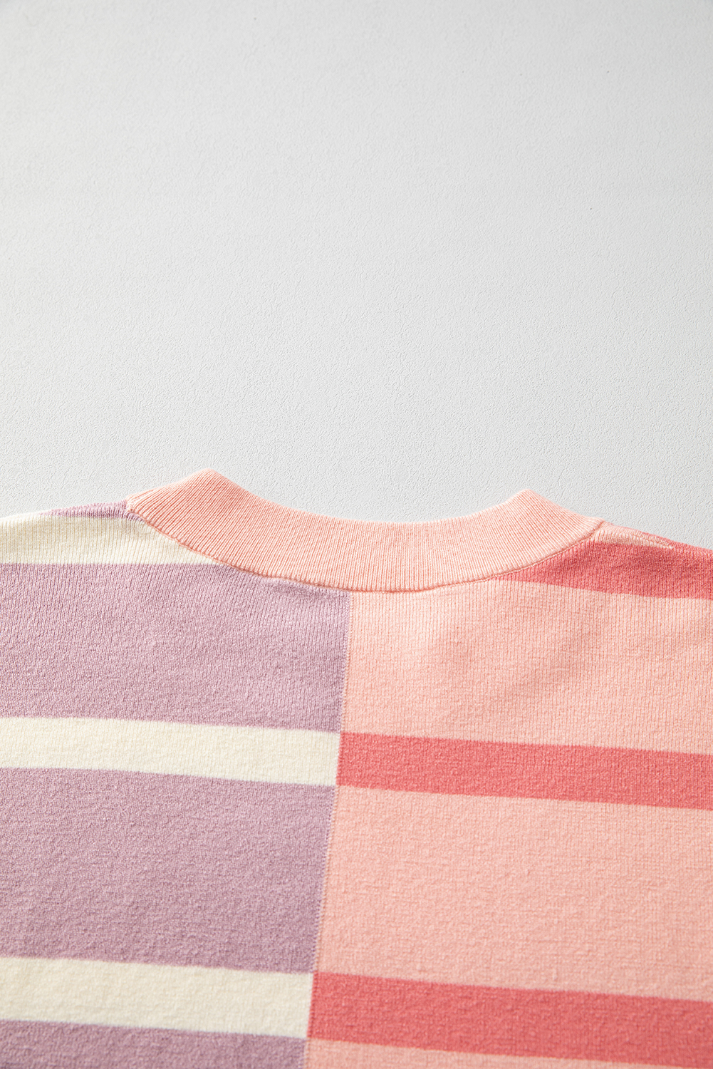 Warm and Stylish Pink Stripe Sweater for Women - Oversized Crew Neck - Detail View 18 Warm and Stylish Pink Stripe Sweater for Women - Oversized Crew Neck - Detail View 18