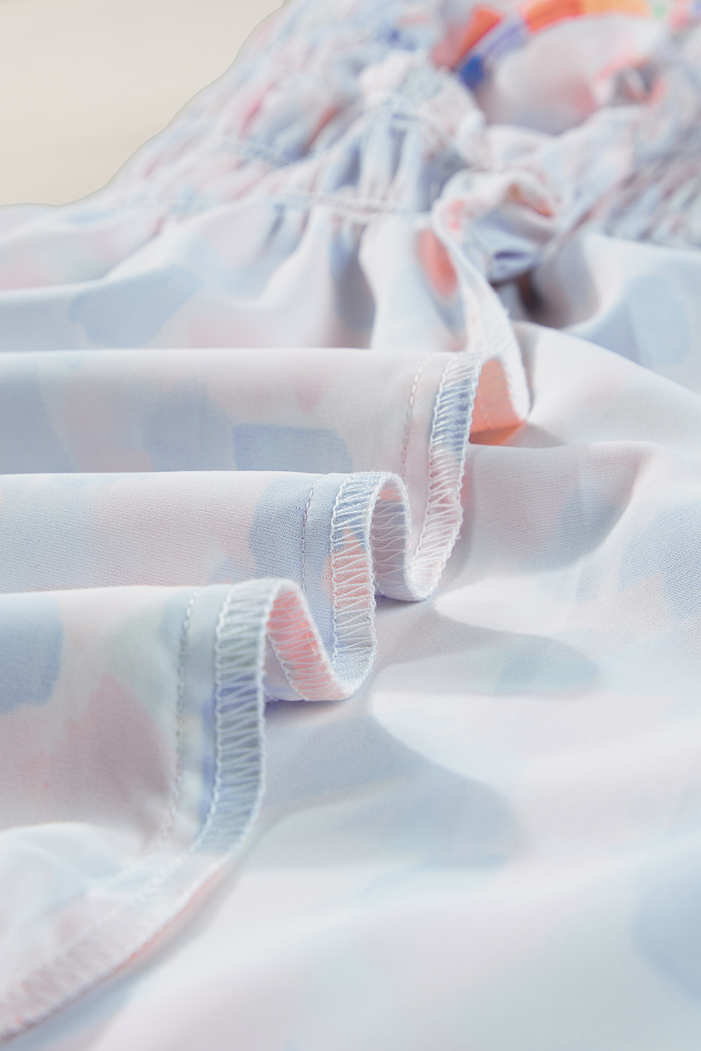 Eye-Catching Summer Blouse: Shirred Yoke and Playful Ruffled Sleeves in Pink - Detail View 8 Eye-Catching Summer Blouse: Shirred Yoke and Playful Ruffled Sleeves in Pink - Detail View 8