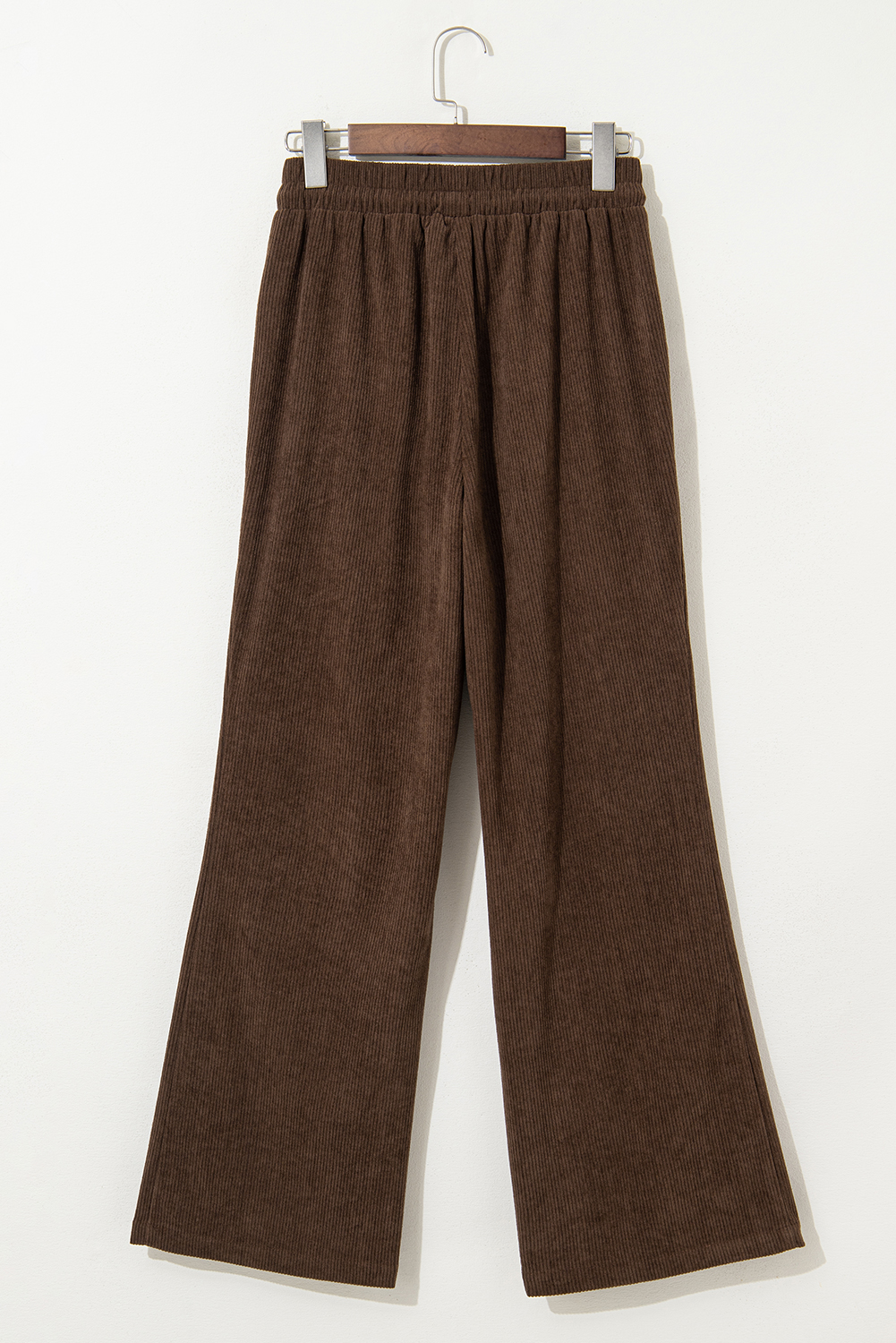 Women's Corduroy Pants, High Waist Coffee Brown Trousers - Detail View 10 Women's Corduroy Pants, High Waist Coffee Brown Trousers - Detail View 10