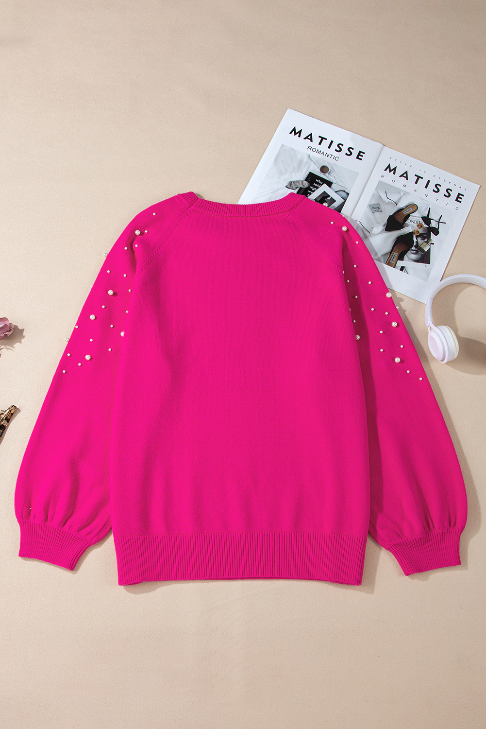 Cozy and Stylish Plus Size Long Sleeve Sweater - Pearled Decor and Round Neck - Detail View 8 Cozy and Stylish Plus Size Long Sleeve Sweater - Pearled Decor and Round Neck - Detail View 8