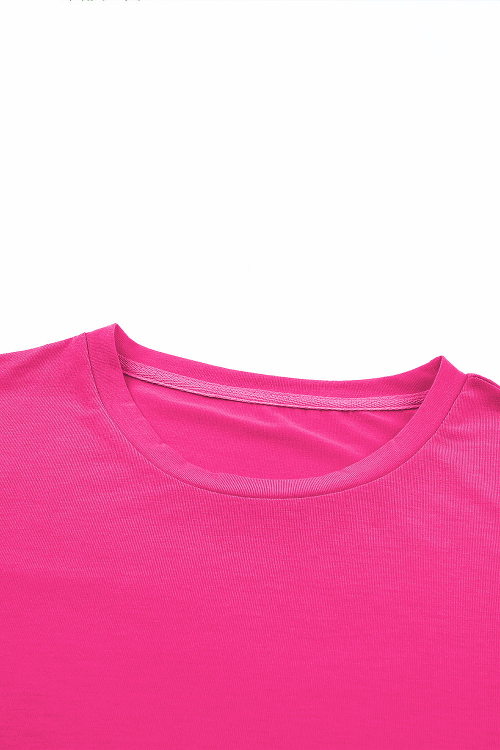Solid Rose Red Crew Neck Top, Women's Casual Summer Tee - Detail View 8 Solid Rose Red Crew Neck Top, Women's Casual Summer Tee - Detail View 8