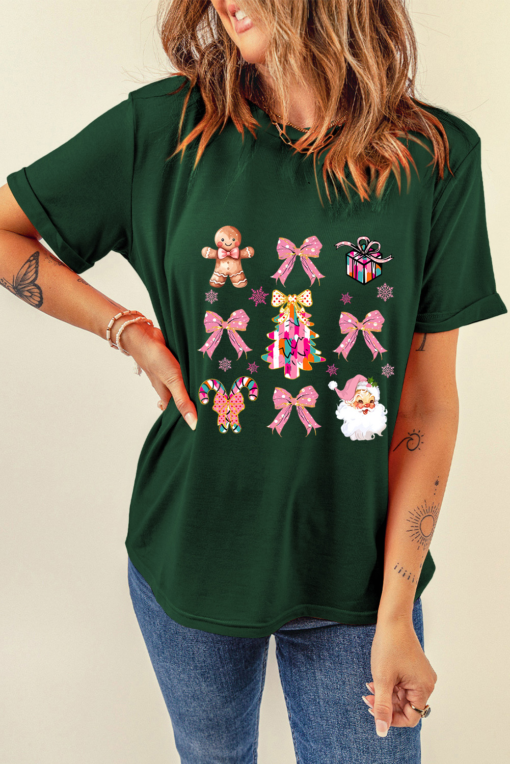 Casual Short Sleeve Merry Christmas T-Shirt - Comfortable Cotton Blend - Detail View 7 Casual Short Sleeve Merry Christmas T-Shirt - Comfortable Cotton Blend - Detail View 7