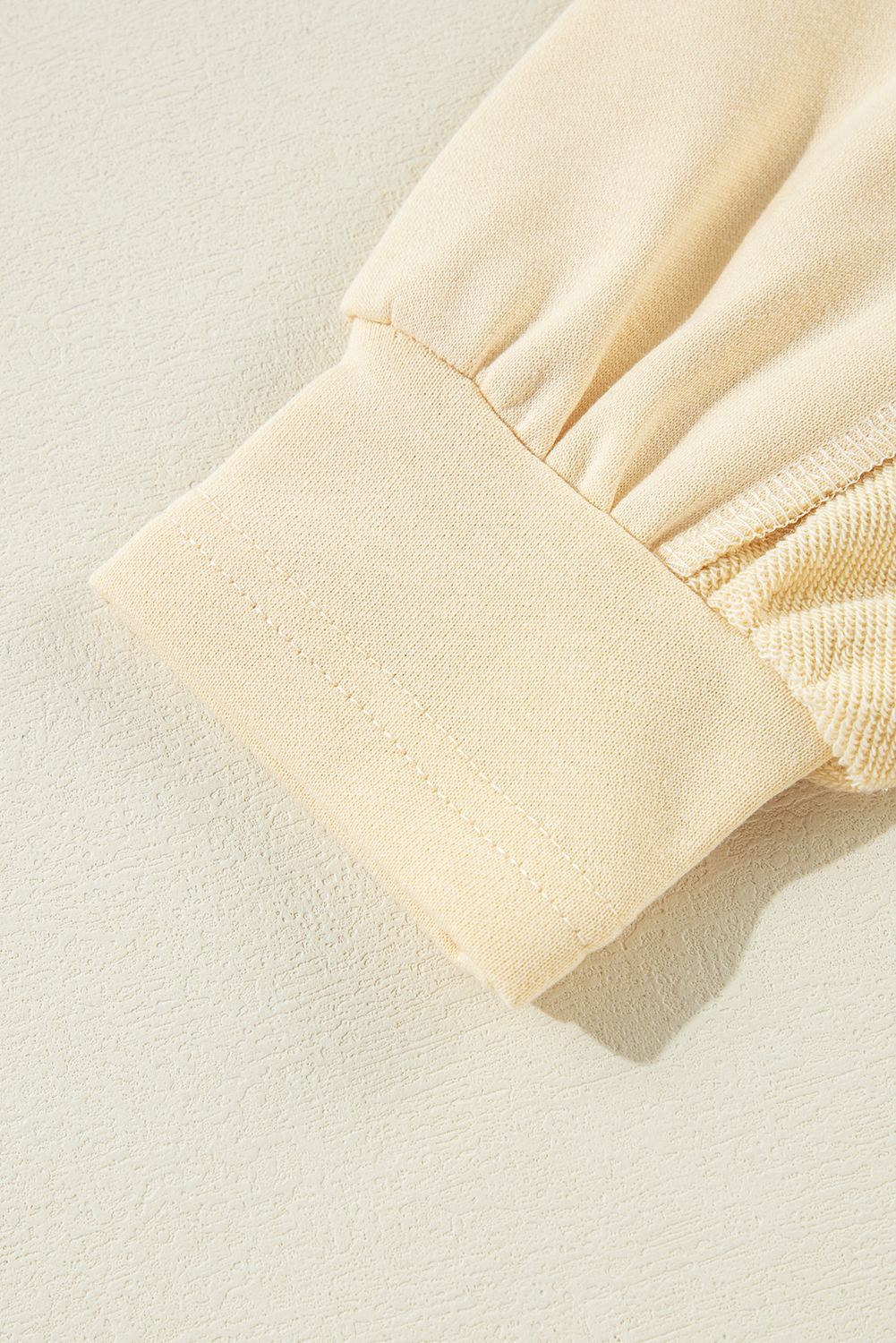 Women's Beige Splicing Round Neck Pullover Sweatshirt - Detail View 11 Women's Beige Splicing Round Neck Pullover Sweatshirt - Detail View 11