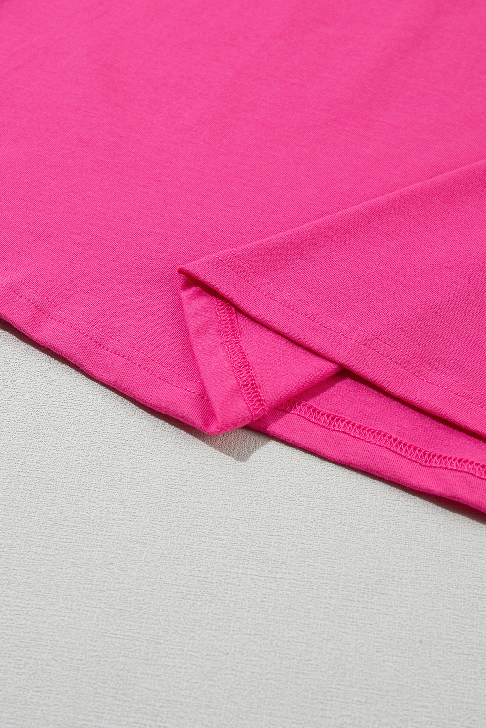 Women's Rose Red Tee, Casual Solid Crew Neck Short Sleeve - Detail View 13 Women's Rose Red Tee, Casual Solid Crew Neck Short Sleeve - Detail View 13