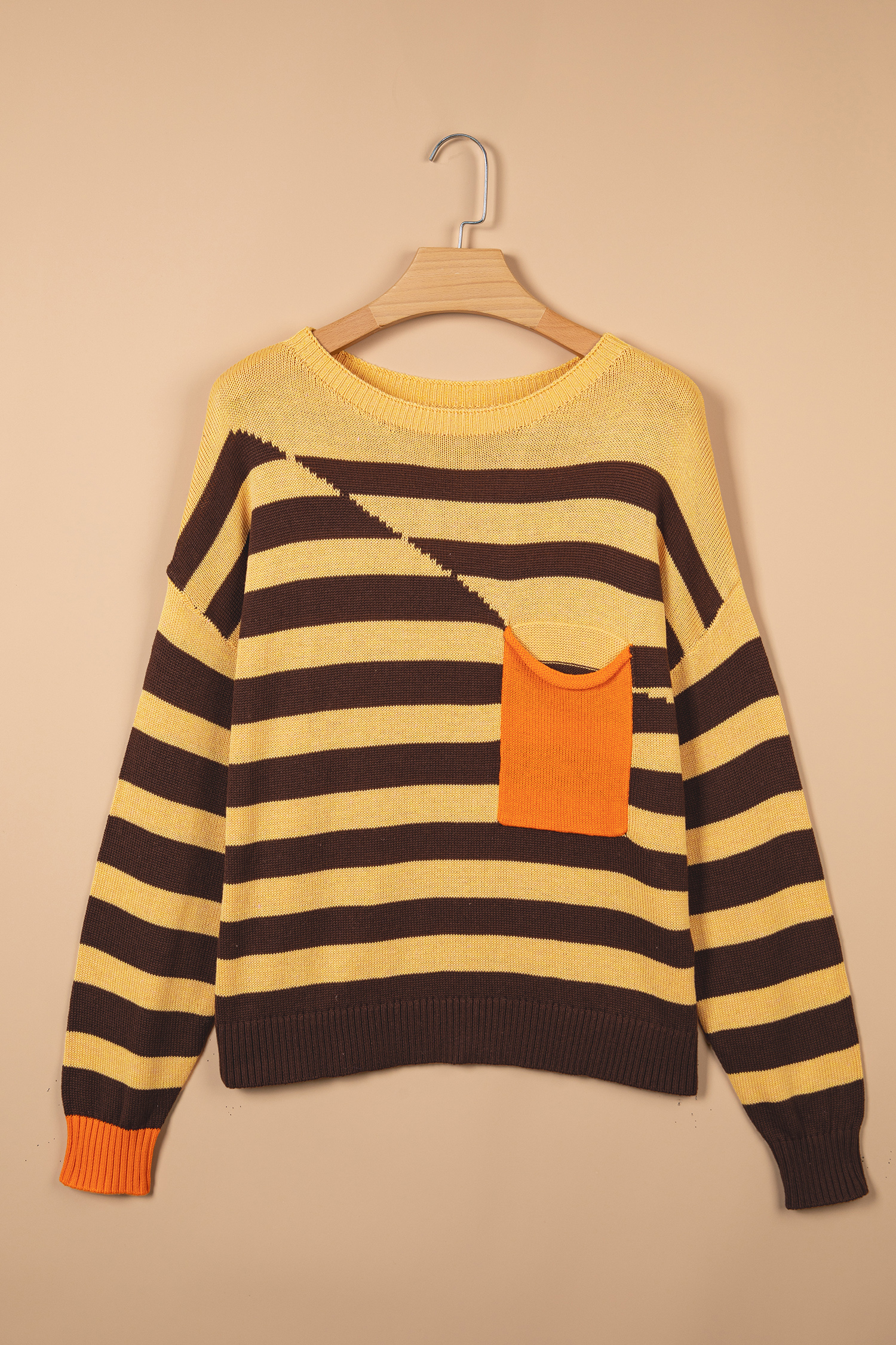 Women's Cotton Blend Stripe Sweater, Cozy Fall Pullover - Detail View 6 Women's Cotton Blend Stripe Sweater, Cozy Fall Pullover - Detail View 6