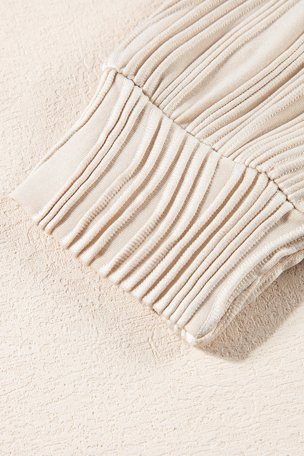 Women's Apricot Textured Wavy Long Sleeve Top - Round Neck - Detail View 11 Women's Apricot Textured Wavy Long Sleeve Top - Round Neck - Detail View 11