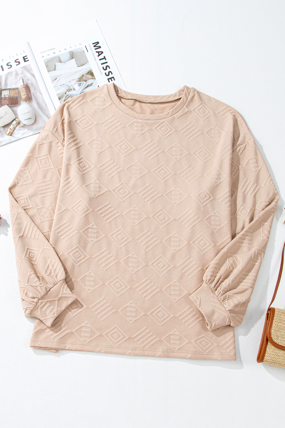 Cozy & Stylish Plus Size Sweatshirt with Textured Fabric - Parchment Color - Detail View 10 Cozy & Stylish Plus Size Sweatshirt with Textured Fabric - Parchment Color - Detail View 10