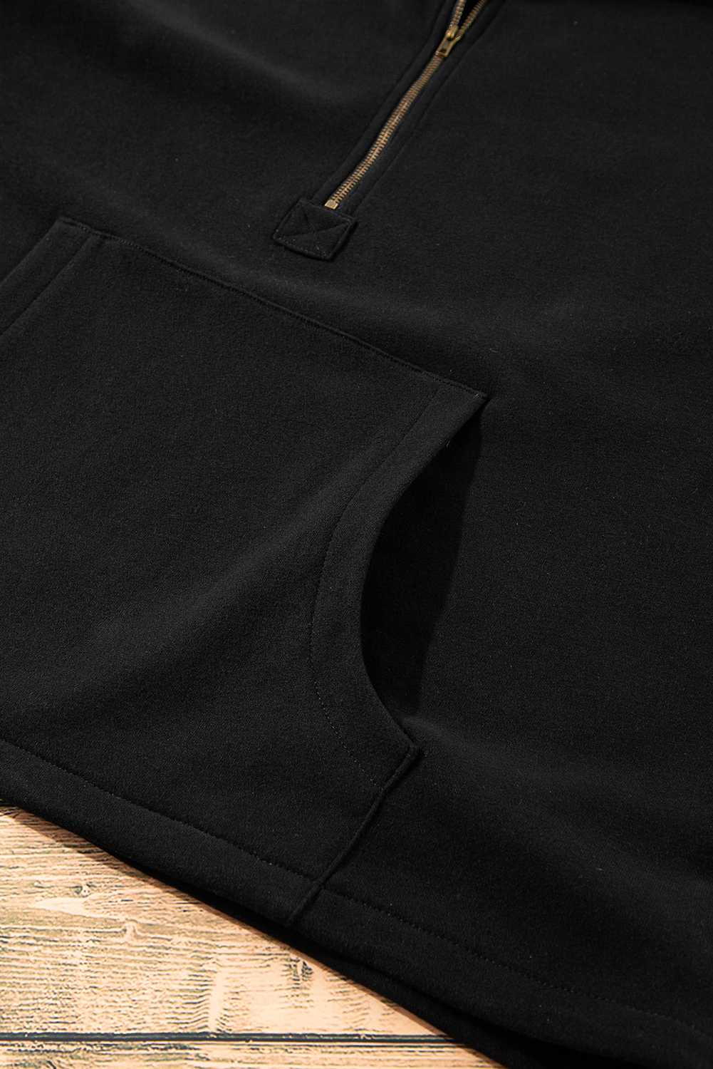 Casual Black Hoodie with Kangaroo Pockets and Fleece Lining for Warmth and Function - Detail View 15 Casual Black Hoodie with Kangaroo Pockets and Fleece Lining for Warmth and Function - Detail View 15