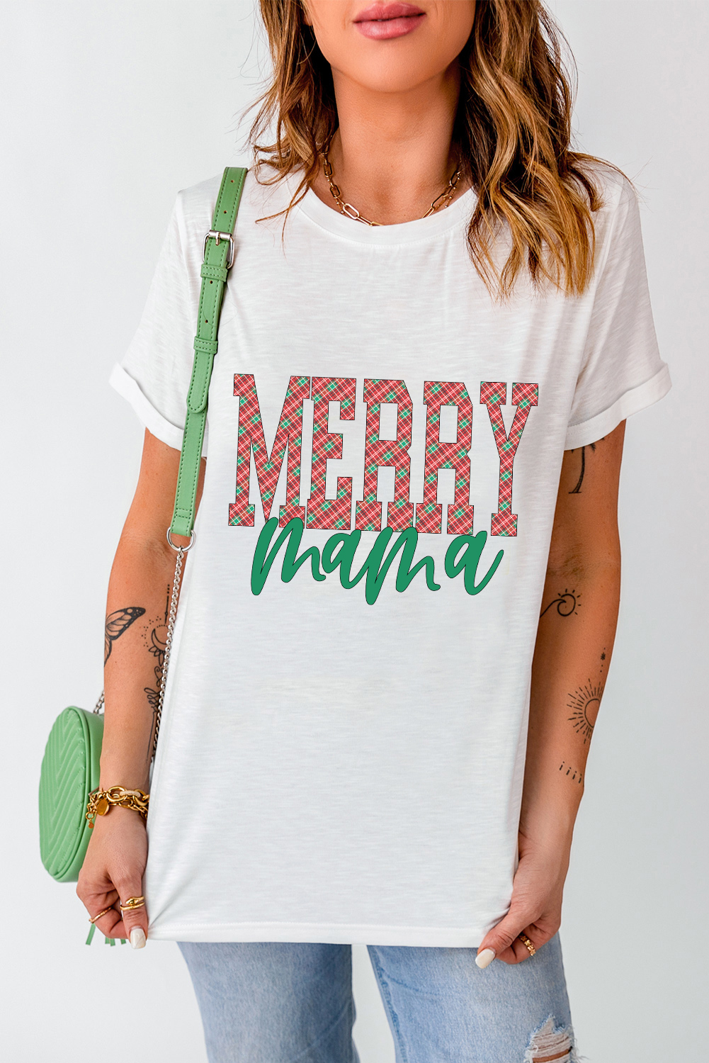 Casual Christmas Themed White Tee - Perfect for the Holiday Season - Detail View 7 Casual Christmas Themed White Tee - Perfect for the Holiday Season - Detail View 7
