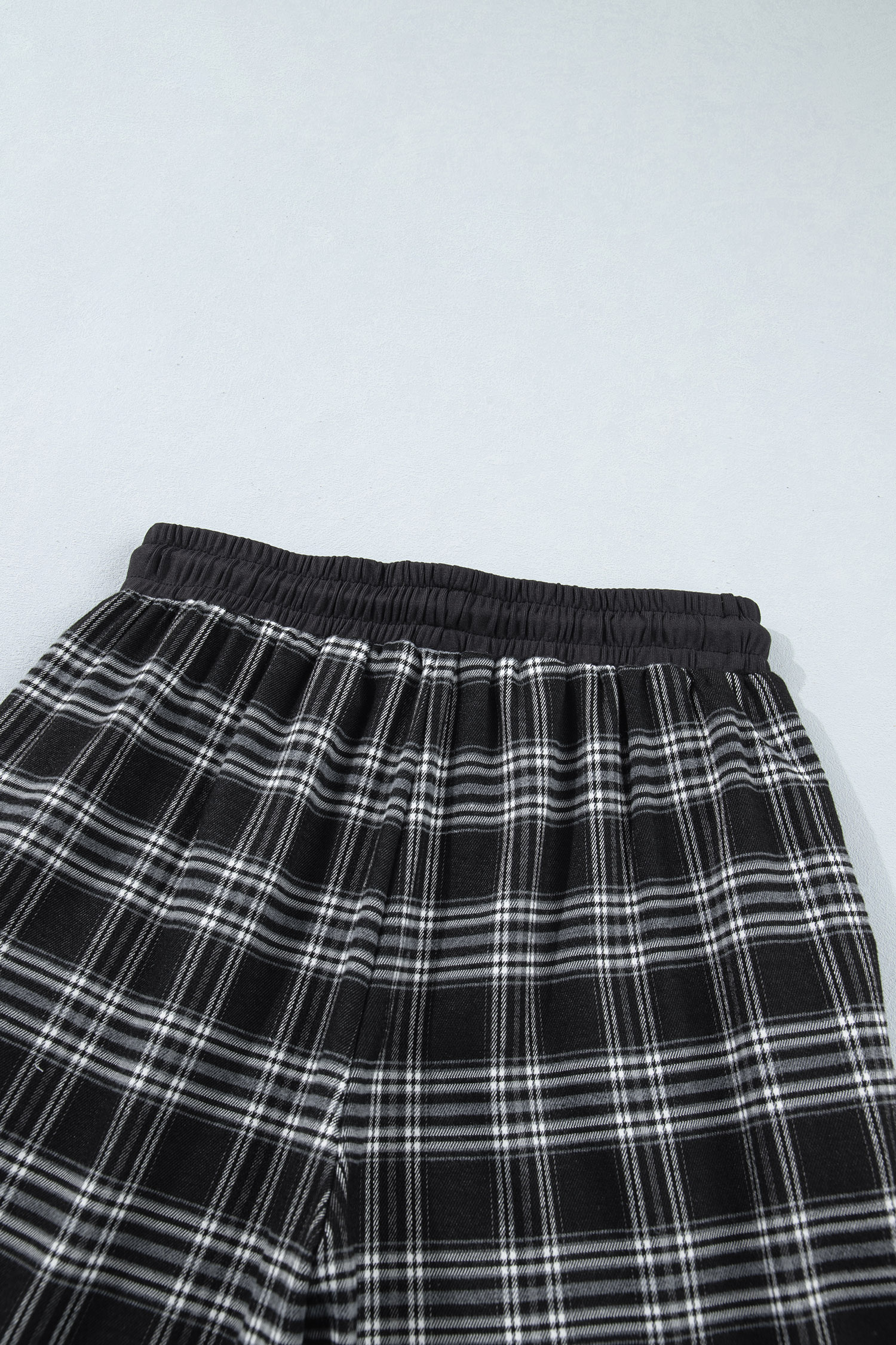 Women's Plaid Contrast Pants, High Waist Wide Leg - Detail View 14 Women's Plaid Contrast Pants, High Waist Wide Leg - Detail View 14
