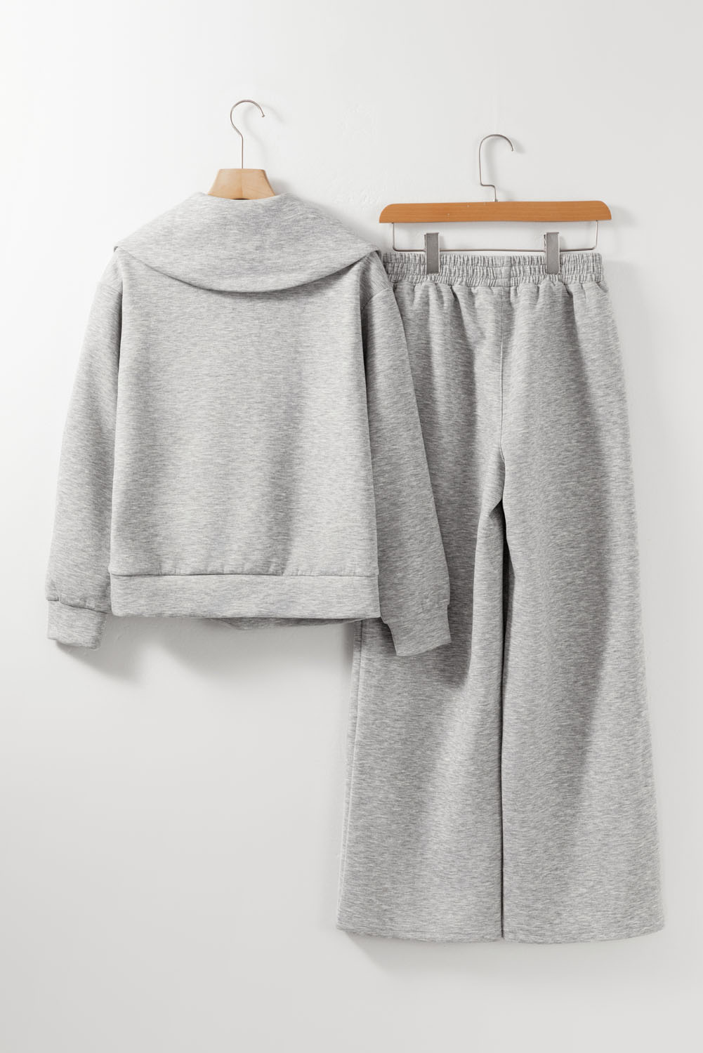 Women's Cozy Grey Loungewear Set, Soft High Waist Sweats - Detail View 9 Women's Cozy Grey Loungewear Set, Soft High Waist Sweats - Detail View 9