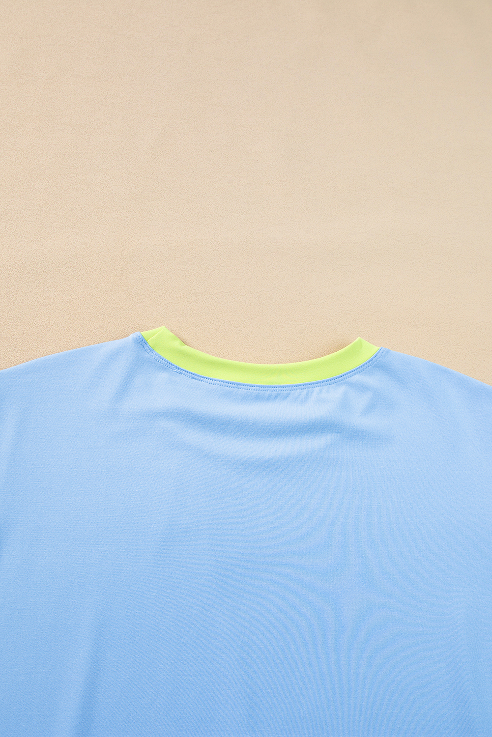 Trendy Loose Fit Casual Two-Piece Set in Sky Blue Color Block Detail - Detail View 13 Trendy Loose Fit Casual Two-Piece Set in Sky Blue Color Block Detail - Detail View 13