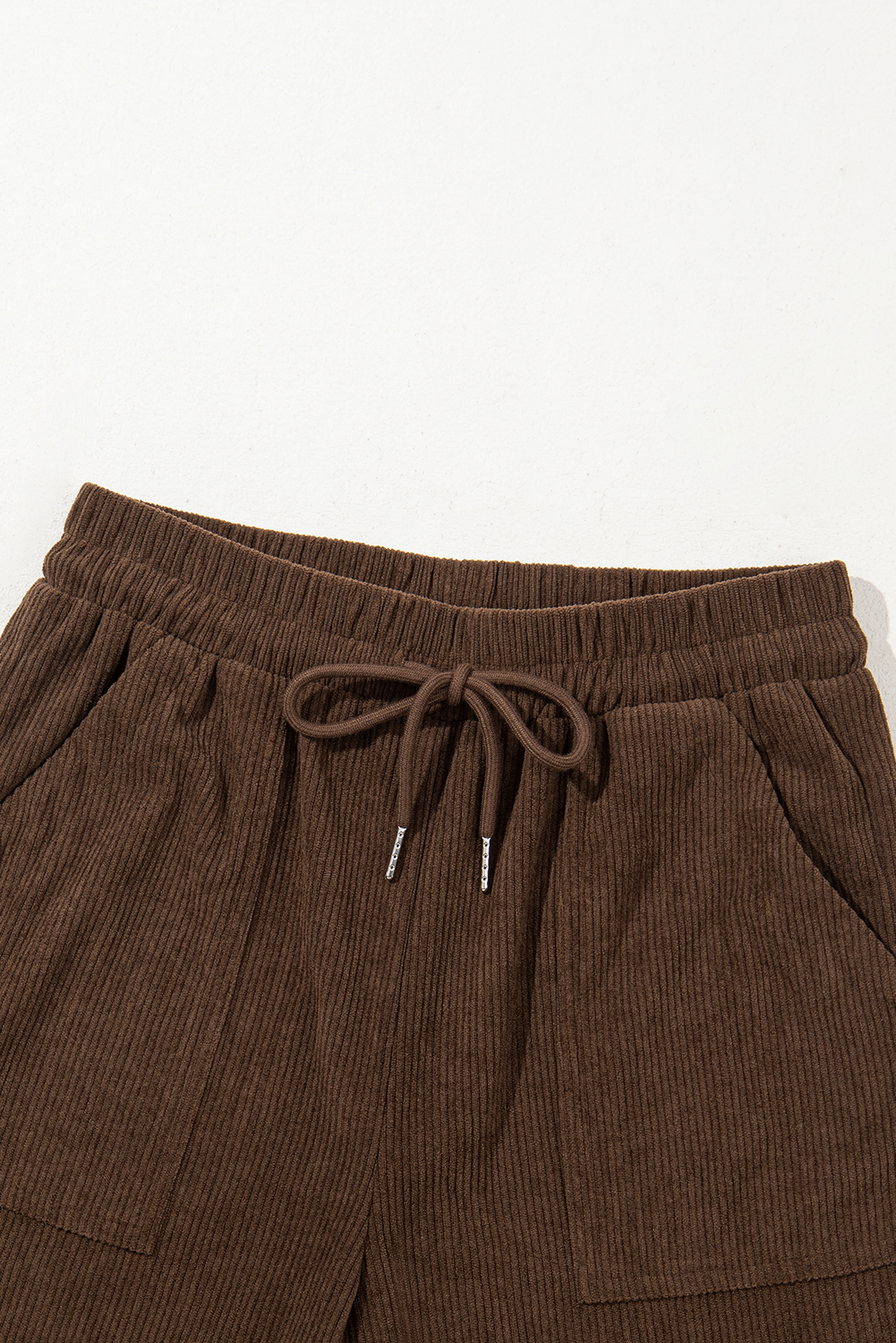 Women's Corduroy Pants, High Waist Coffee Brown Trousers - Detail View 16 Women's Corduroy Pants, High Waist Coffee Brown Trousers - Detail View 16