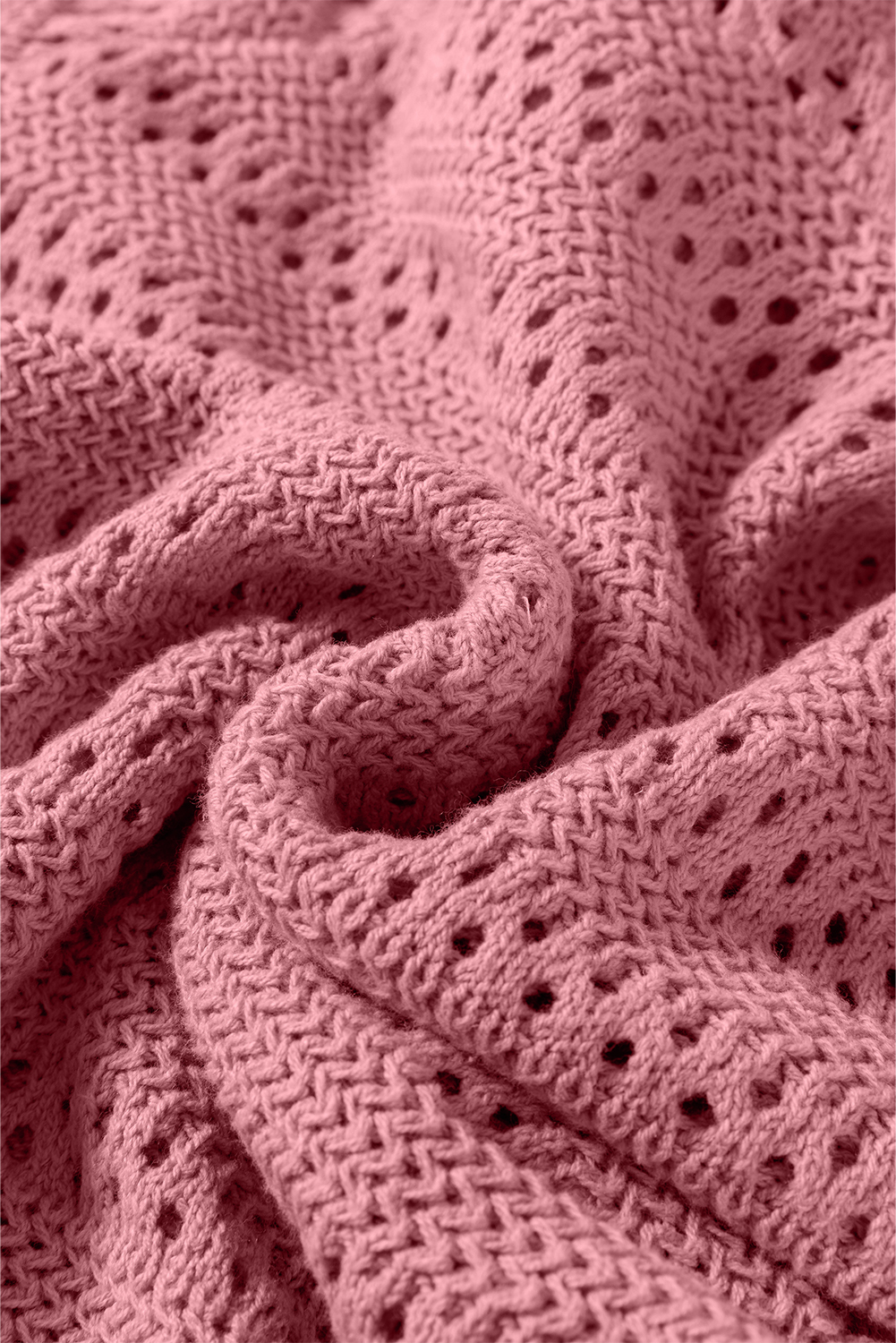 Cozy Hooded Sweater with Raglan Sleeves and Pointelle Knit - Peach Blossom - Detail View 7 Cozy Hooded Sweater with Raglan Sleeves and Pointelle Knit - Peach Blossom - Detail View 7