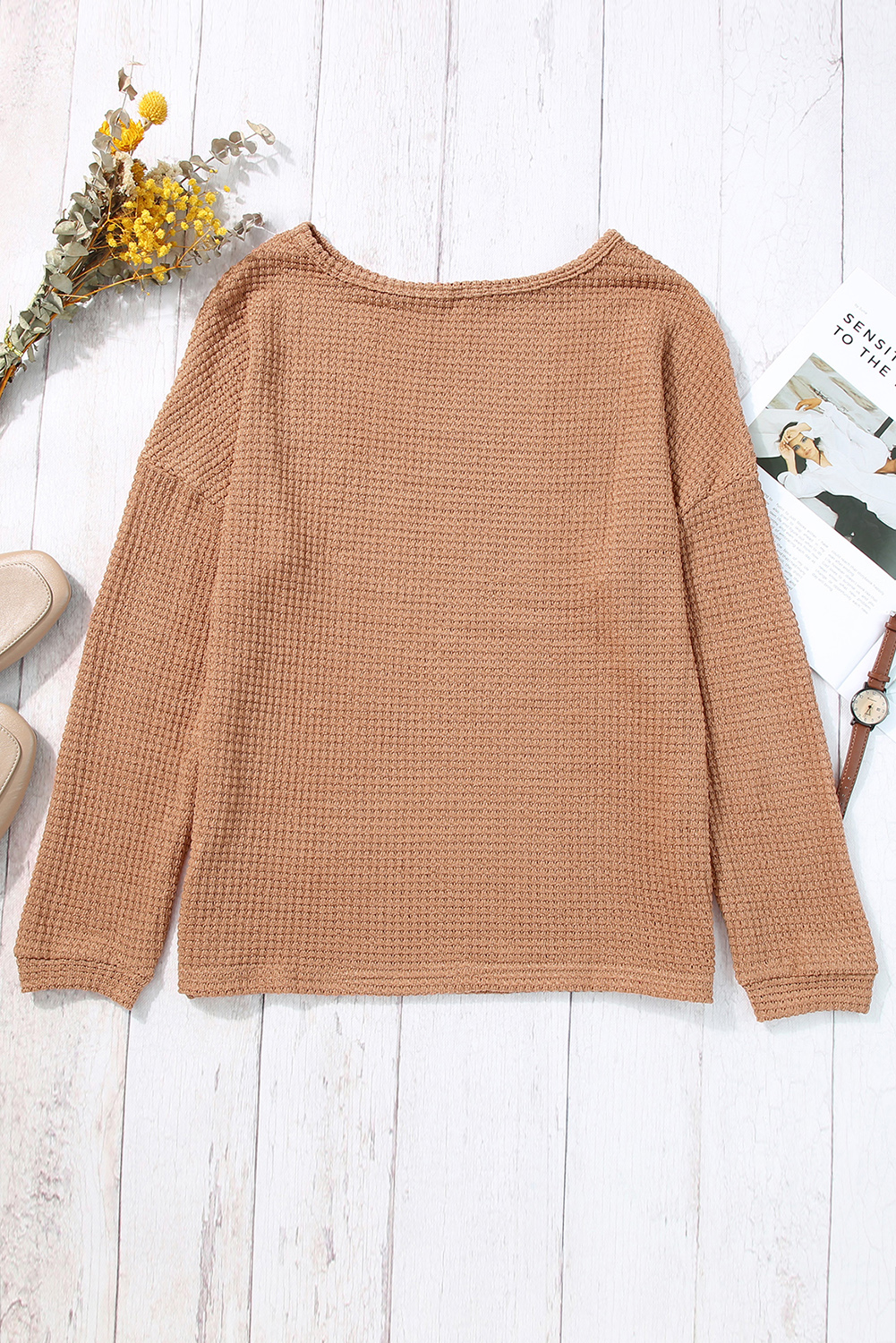 Stylish Round Neck Long Sleeve Top - Casual Winter Wear in Green - Detail View 8 Stylish Round Neck Long Sleeve Top - Casual Winter Wear in Green - Detail View 8