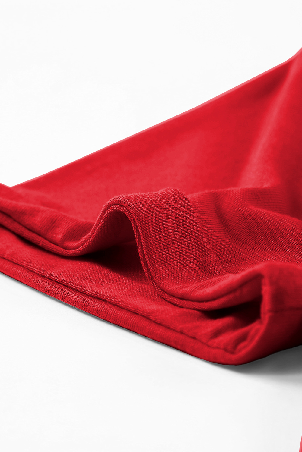 Women's Red Crew Neck Tee, Casual Short Sleeve Summer Top - Detail View 10 Women's Red Crew Neck Tee, Casual Short Sleeve Summer Top - Detail View 10