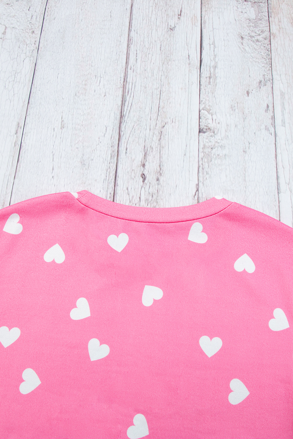 Women's Heart Print Lounge Set, Long Sleeve Tee and Shorts - Detail View 16 Women's Heart Print Lounge Set, Long Sleeve Tee and Shorts - Detail View 16