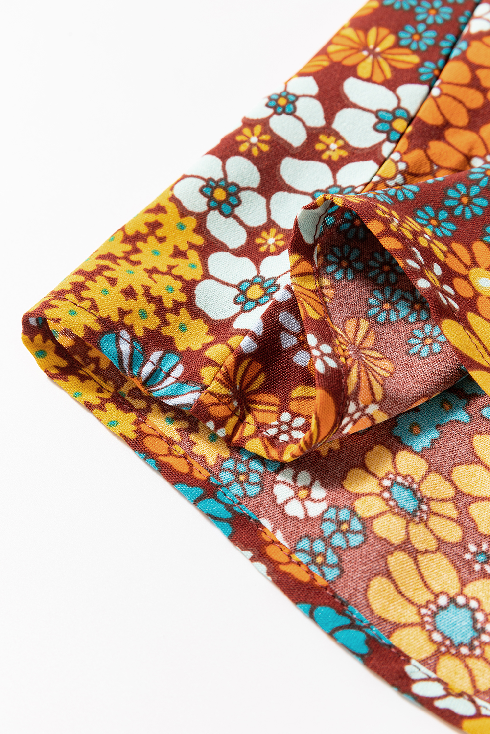 Women's Multicolour Boho Floral Print Crossed Straps Ankle-Length Jumpsuit - Detail View 9 Women's Multicolour Boho Floral Print Crossed Straps Ankle-Length Jumpsuit - Detail View 9