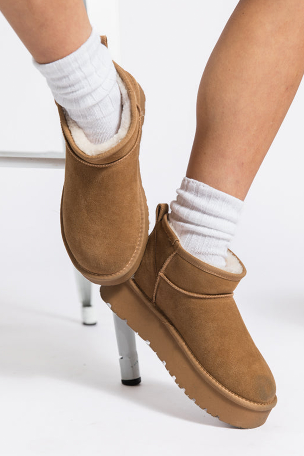 Women's Chestnut Ankle Boots, Cozy Winter Snow Shoes - Detail View 7 Women's Chestnut Ankle Boots, Cozy Winter Snow Shoes - Detail View 7