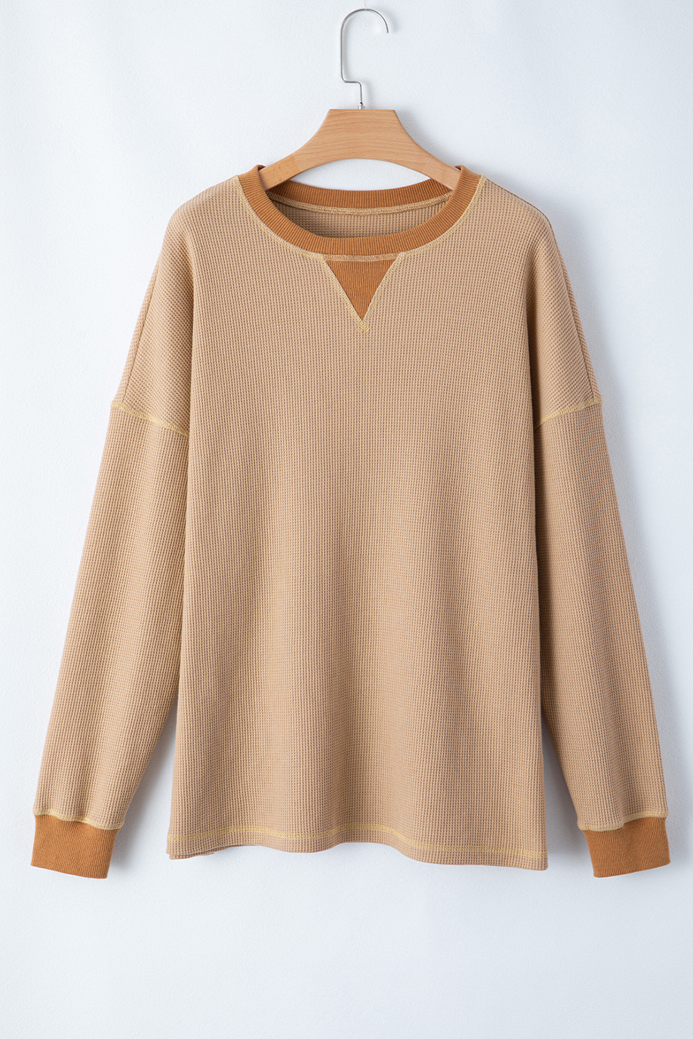 Casual Round Neck Long Sleeve Sweatshirt: Smoke Gray - Detail View 12 Casual Round Neck Long Sleeve Sweatshirt: Smoke Gray - Detail View 12