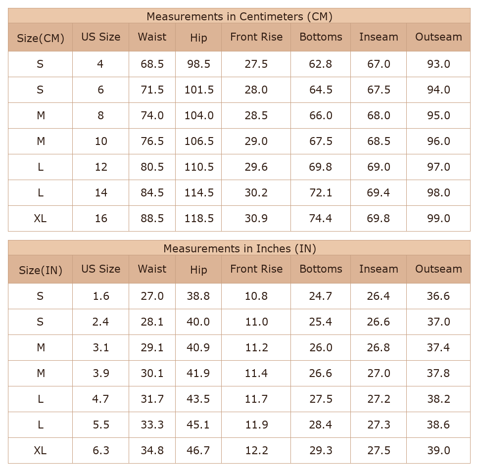Women's Yellow Barrel Jeans, Casual High Waist Pants - Size Chart & Details Women's Yellow Barrel Jeans, Casual High Waist Pants - Size Chart & Details