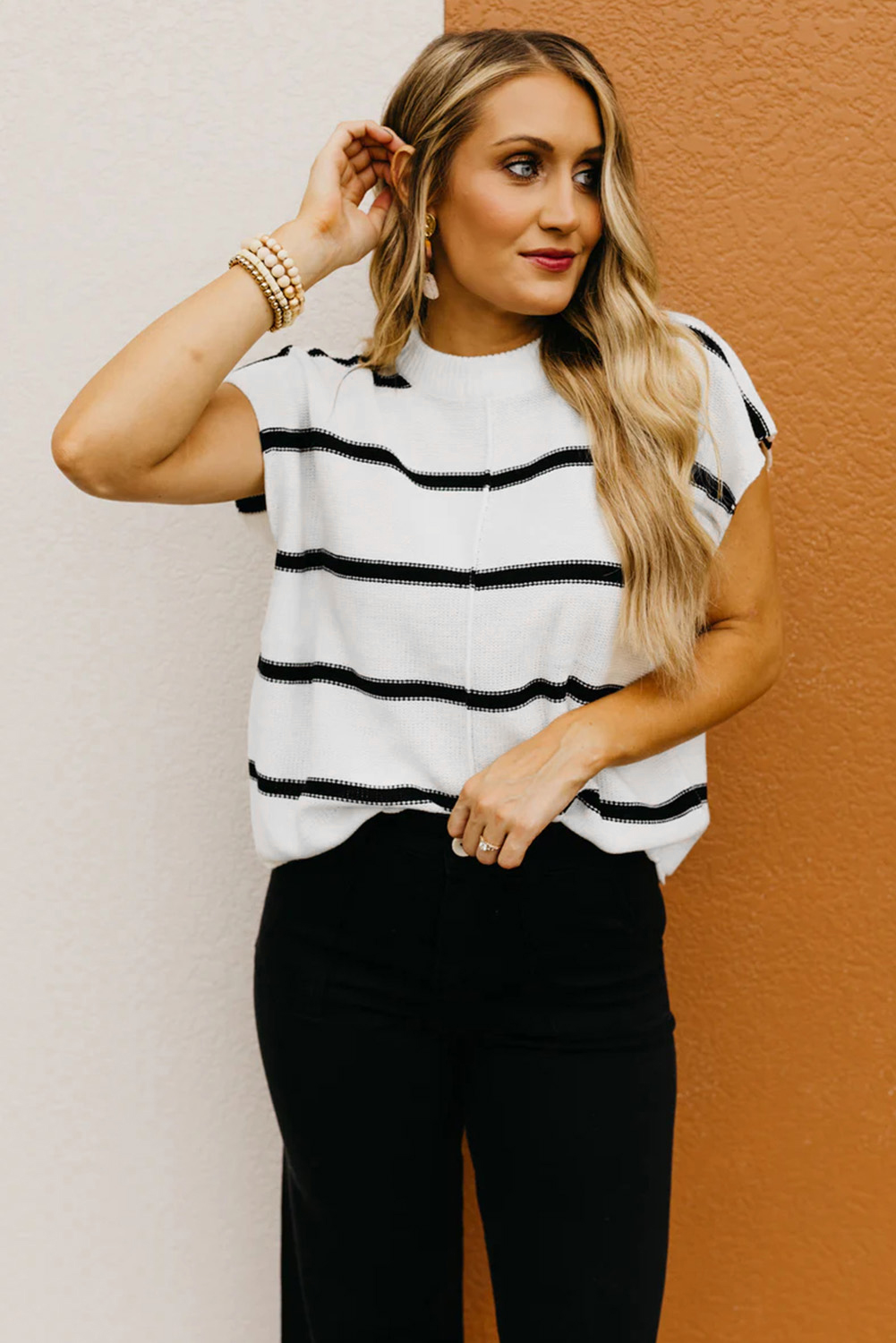 Soft and Breathable Short Sleeve Sweater Tee - Perfect for Daily Wear - Detail View 8 Soft and Breathable Short Sleeve Sweater Tee - Perfect for Daily Wear - Detail View 8