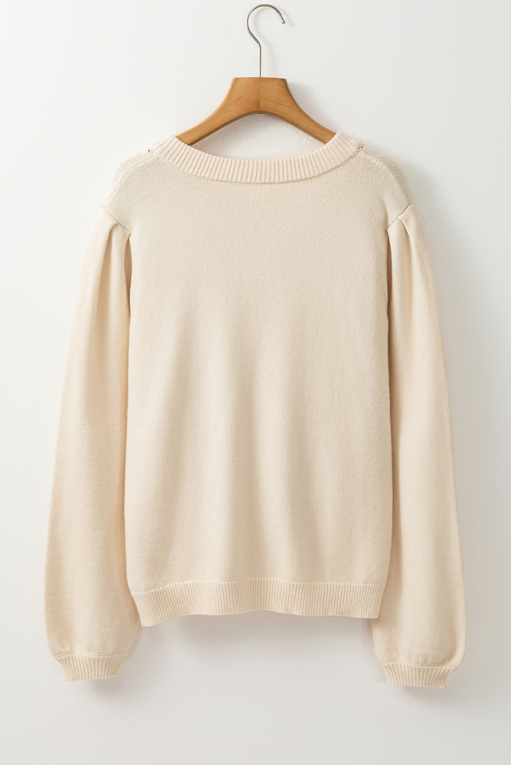Women's Cardigan, Apricot Color, Pleated Sleeve, Hollow Detail, Button Front, Elegant, Long Sleeve, Solid Color, Daily Wear, Transition Seasons, Cozy Knit, Stylish Layering, Sweaters & Cardigans - Detail View 8 Women's Cardigan, Apricot Color, Pleated Sleeve, Hollow Detail, Button Front, Elegant, Long Sleeve, Solid Color, Daily Wear, Transition Seasons, Cozy Knit, Stylish Layering, Sweaters & Cardigans - Detail View 8