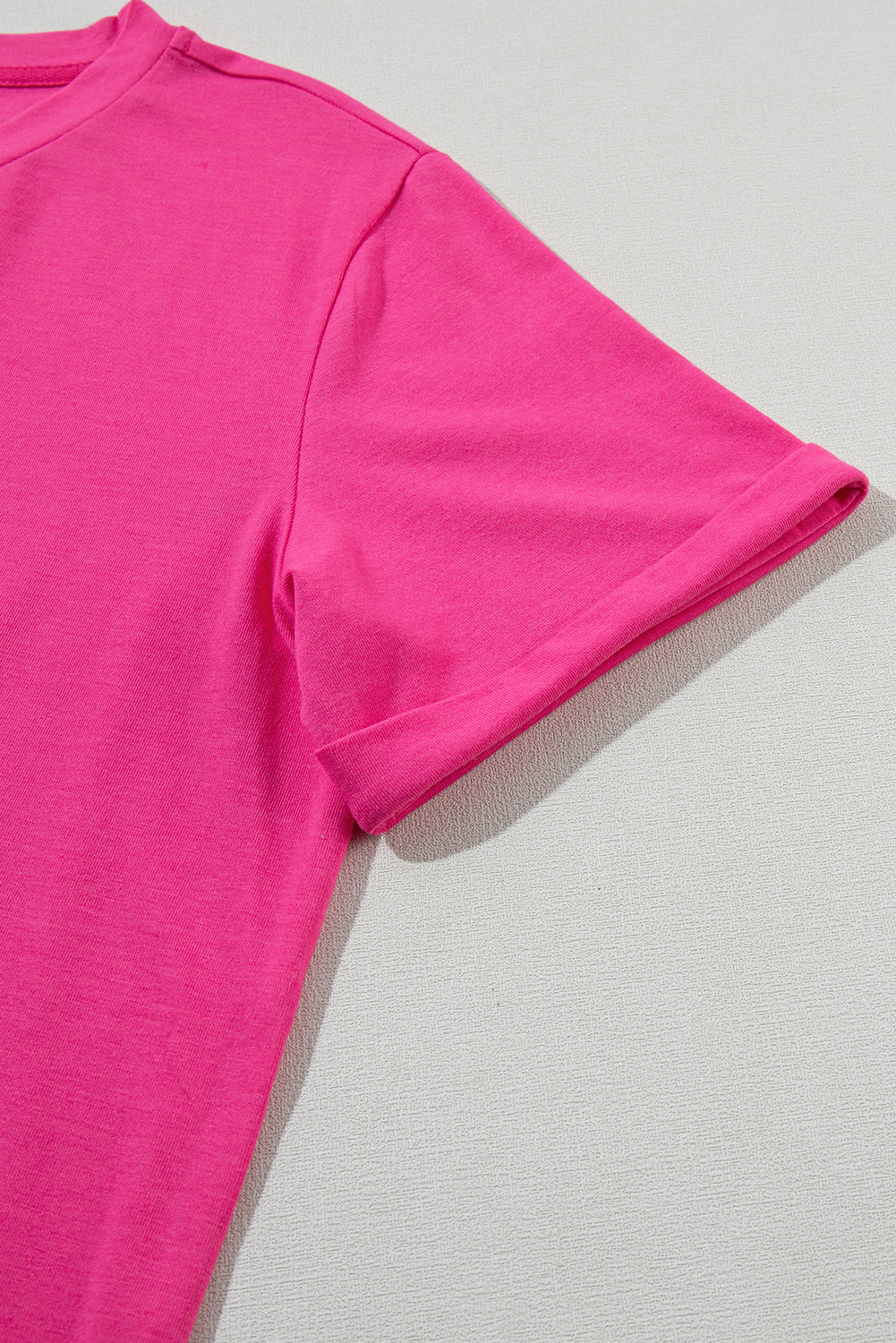 Women's Soft Crew Neck Tee, Casual Rose Red Summer Top - Detail View 12 Women's Soft Crew Neck Tee, Casual Rose Red Summer Top - Detail View 12