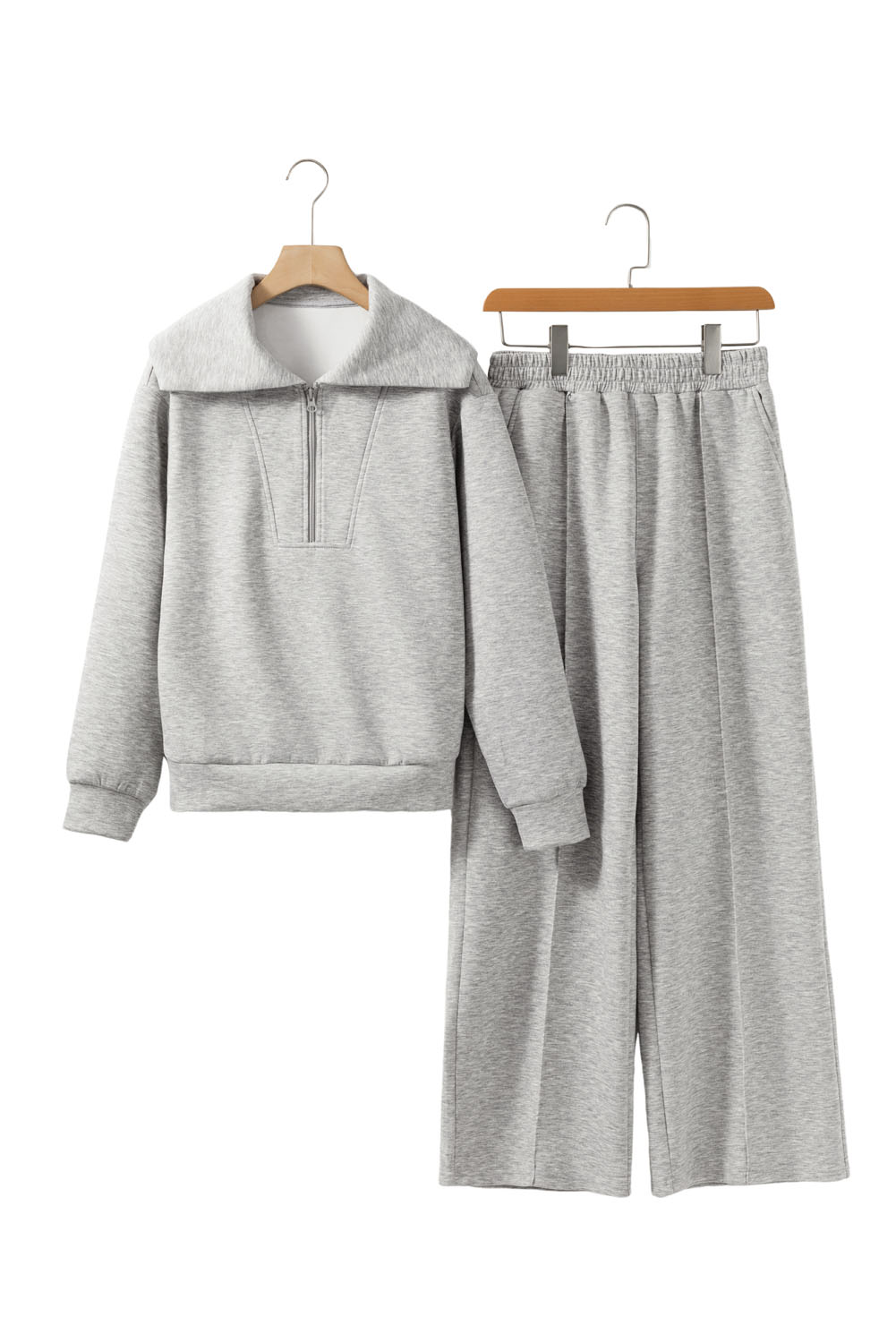 Women's Wide Leg Sweatpants Set, Active Half Zip Lounge - Detail View 8 Women's Wide Leg Sweatpants Set, Active Half Zip Lounge - Detail View 8