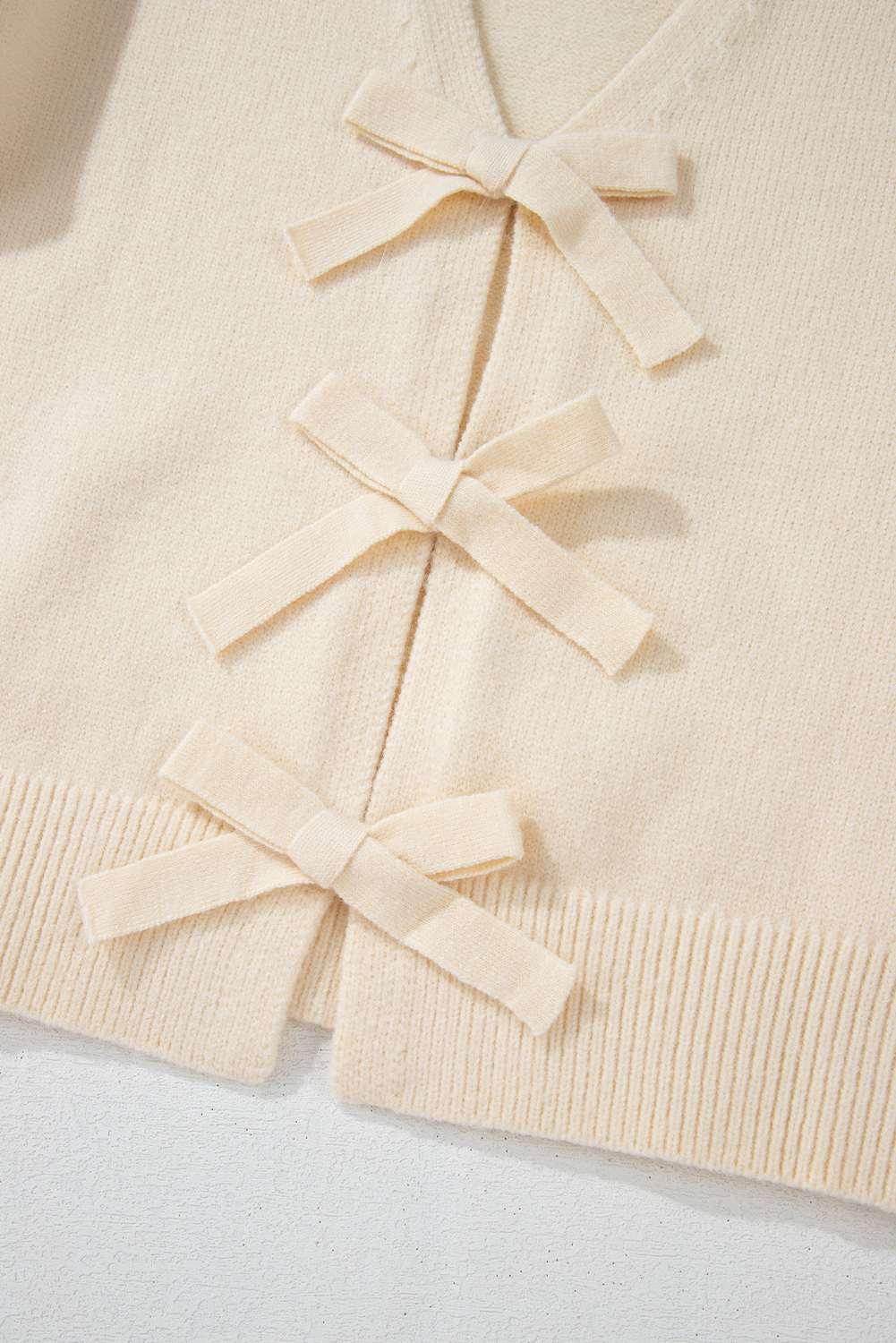Chic Loose Fit Cardigan with Bowknot Detail - Perfect for Layering - Detail View 10 Chic Loose Fit Cardigan with Bowknot Detail - Perfect for Layering - Detail View 10