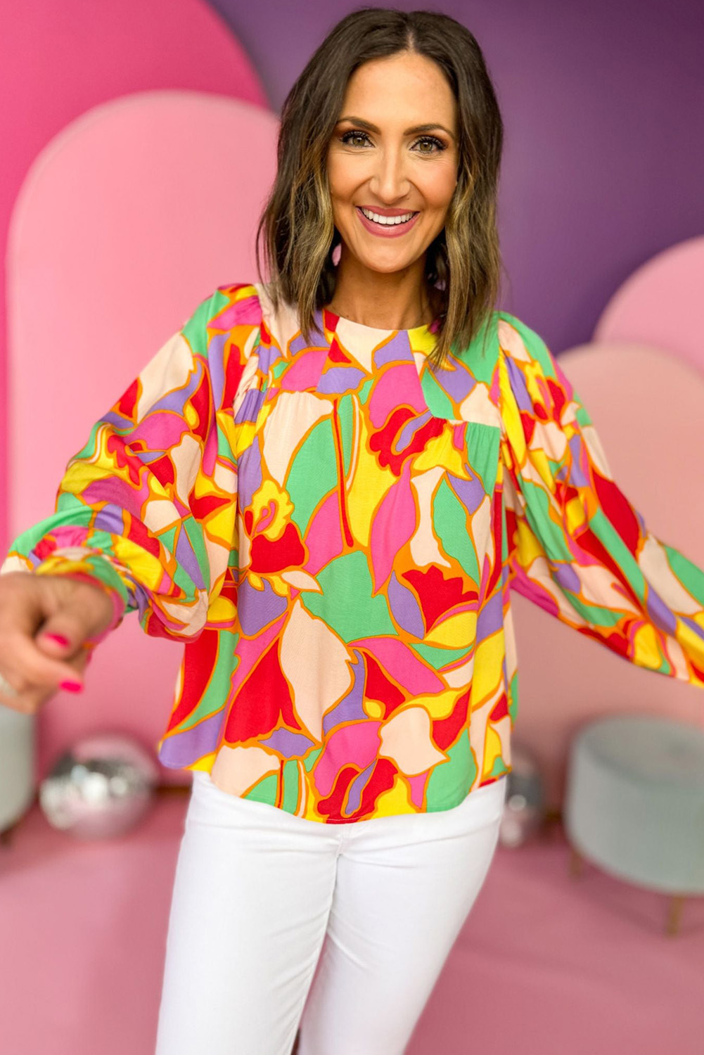 Lightweight and Comfy Blouse with Unique Abstract Pattern - Women's Daily Wear - Detail View 3 Lightweight and Comfy Blouse with Unique Abstract Pattern - Women's Daily Wear - Detail View 3