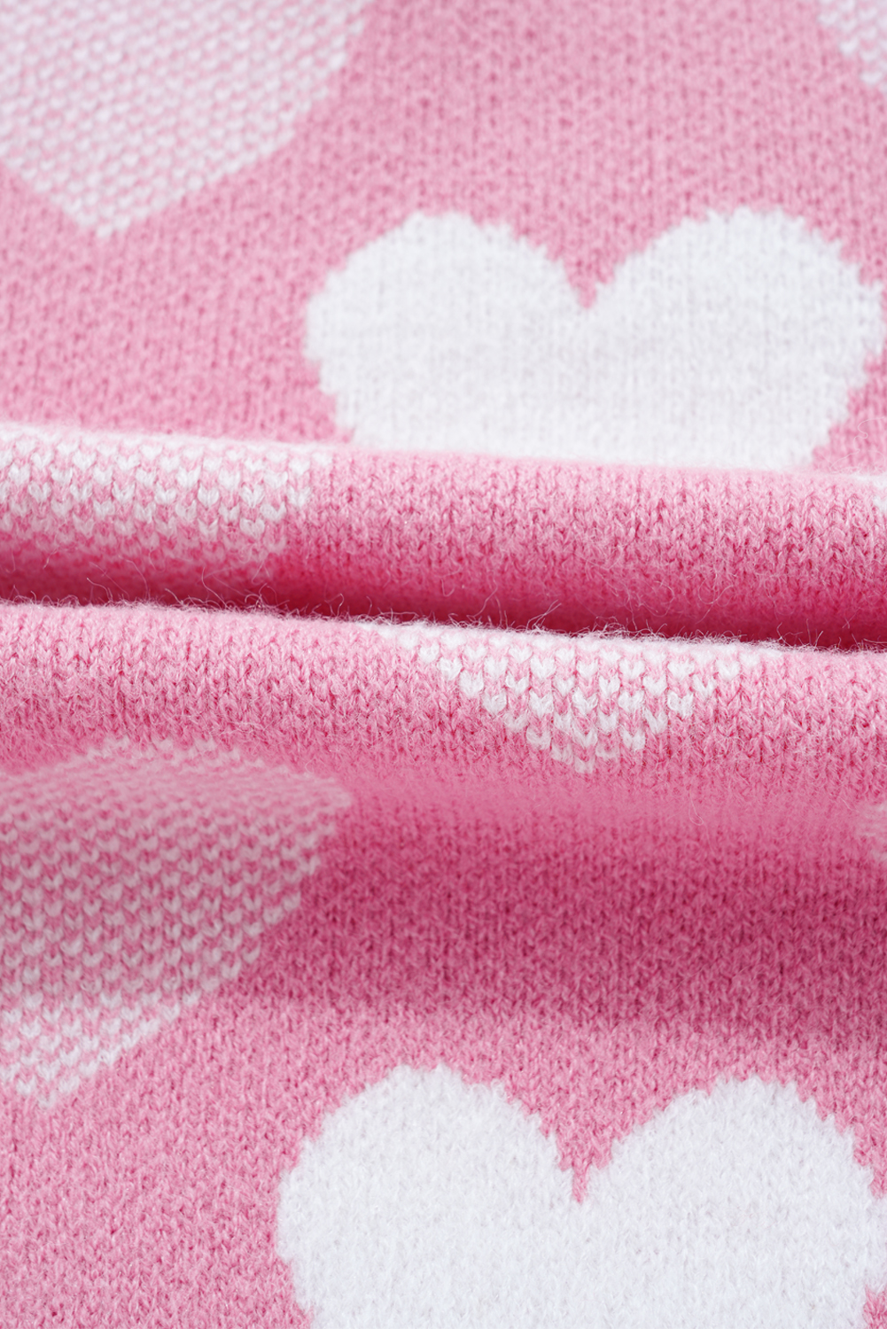 Women's Sweater, Pink Sweater, Heart Print, Valentine's Day, Crew Neck, Long Sleeve, Cozy, Casual, Comfortable, Trendy, Winter Fashion, Pearled Details, Southern Belle Style, Daily Wear, Holiday Season - Detail View 12 Women's Sweater, Pink Sweater, Heart Print, Valentine's Day, Crew Neck, Long Sleeve, Cozy, Casual, Comfortable, Trendy, Winter Fashion, Pearled Details, Southern Belle Style, Daily Wear, Holiday Season - Detail View 12