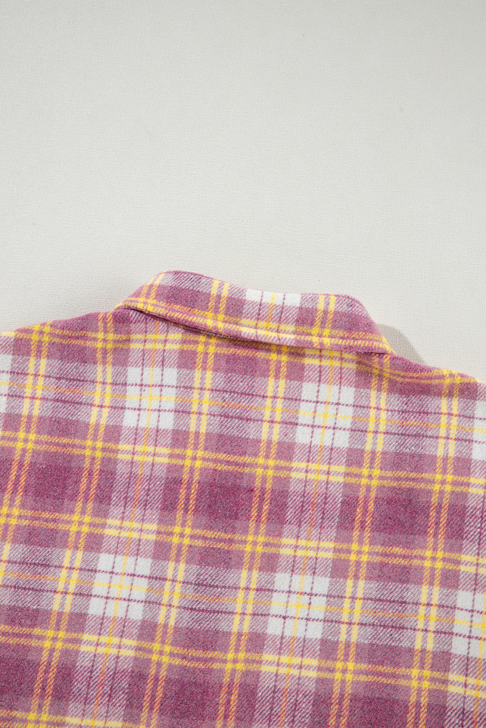 Elevate your casual style with this Women's Pink Plaid Print Chest Pocket Long Sleeve Shacket. Combining the casual shirt style with the warmth of a jacket, this shacket offers both comfort and functionality. The eye-catching pink plaid print adds a touch of style and classic charm, making it a versatile addition to your fall and autumn wardrobe. The convenient chest pocket adds a functional and trendy element to the shacket. With long sleeves, this shacket offers versatility and layering options, perfect for transitioning between seasons. Made from premium 100% polyester, it ensures durability and comfort. This casual style shacket is a must-have for daily wear, providing a variety of options for your outfit choices. - Detail View 9 Elevate your casual style with this Women's Pink Plaid Print Chest Pocket Long Sleeve Shacket. Combining the casual shirt style with the warmth of a jacket, this shacket offers both comfort and functionality. The eye-catching pink plaid print adds a touch of style and classic charm, making it a versatile addition to your fall and autumn wardrobe. The convenient chest pocket adds a functional and trendy element to the shacket. With long sleeves, this shacket offers versatility and layering options, perfect for transitioning between seasons. Made from premium 100% polyester, it ensures durability and comfort. This casual style shacket is a must-have for daily wear, providing a variety of options for your outfit choices. - Detail View 9