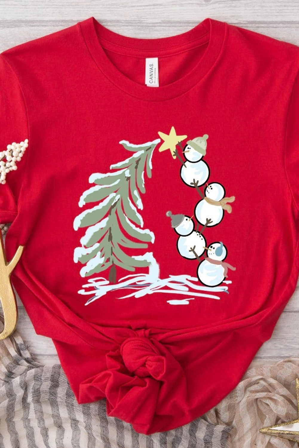 Women's T-Shirt, Red Graphic Tee, Christmas Tree, Snowman Print, Casual Wear, Holiday Spirit, Short Sleeve, Round Neck, Comfortable, Festive Outfit, Summer, Daily Wear, Shift Silhouette, Christmas Celebration, Stylish Top, Graphic Tees - Detail View 8 Women's T-Shirt, Red Graphic Tee, Christmas Tree, Snowman Print, Casual Wear, Holiday Spirit, Short Sleeve, Round Neck, Comfortable, Festive Outfit, Summer, Daily Wear, Shift Silhouette, Christmas Celebration, Stylish Top, Graphic Tees - Detail View 8