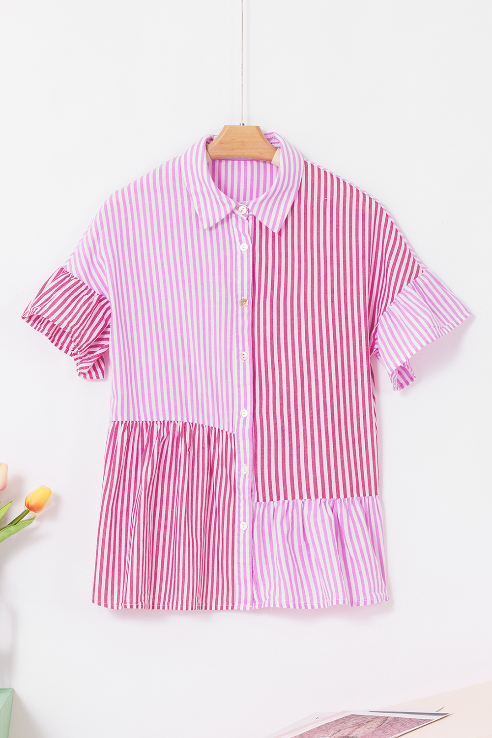 Summer Cotton Patchwork Shirt, Button Up Southern Belle Top - Detail View 6 Summer Cotton Patchwork Shirt, Button Up Southern Belle Top - Detail View 6