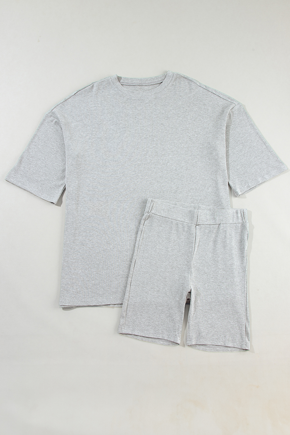 Women's Two-Piece Set, Light Grey, Solid Color, Loose Tunic Top, Slim Shorts, Casual, Summer Wear, Daily Wear, Comfortable, Chic, High Waist, Side Slits, Trendy, Best Sellers - Detail View 10 Women's Two-Piece Set, Light Grey, Solid Color, Loose Tunic Top, Slim Shorts, Casual, Summer Wear, Daily Wear, Comfortable, Chic, High Waist, Side Slits, Trendy, Best Sellers - Detail View 10