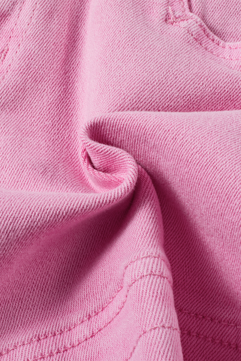 Women's Pink Denim Shorts, Mid Rise Frayed Edge Casual Wear - Detail View 16 Women's Pink Denim Shorts, Mid Rise Frayed Edge Casual Wear - Detail View 16