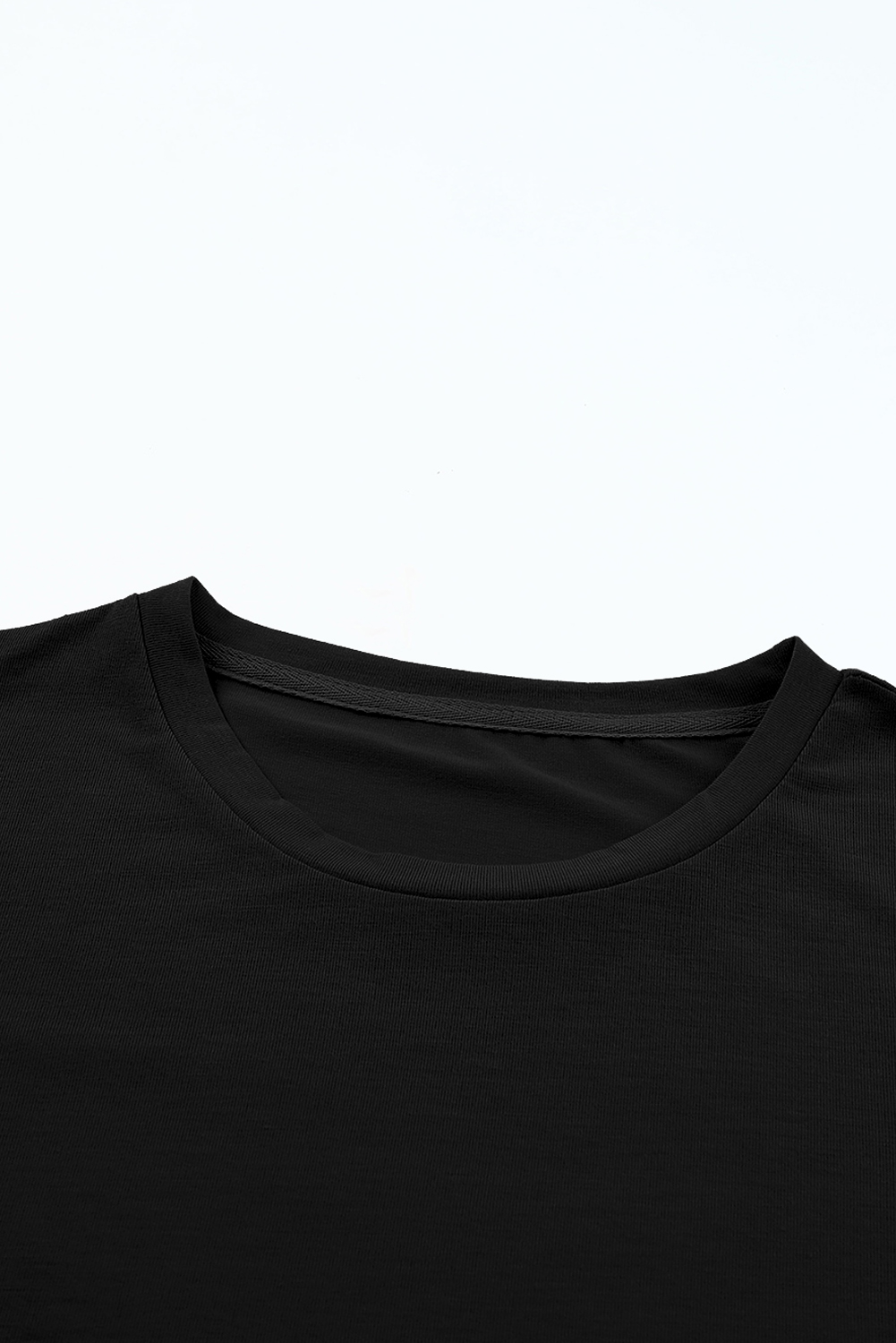 Women's Casual Summer Tee, Versatile Short Sleeve Black Top - Detail View 9 Women's Casual Summer Tee, Versatile Short Sleeve Black Top - Detail View 9
