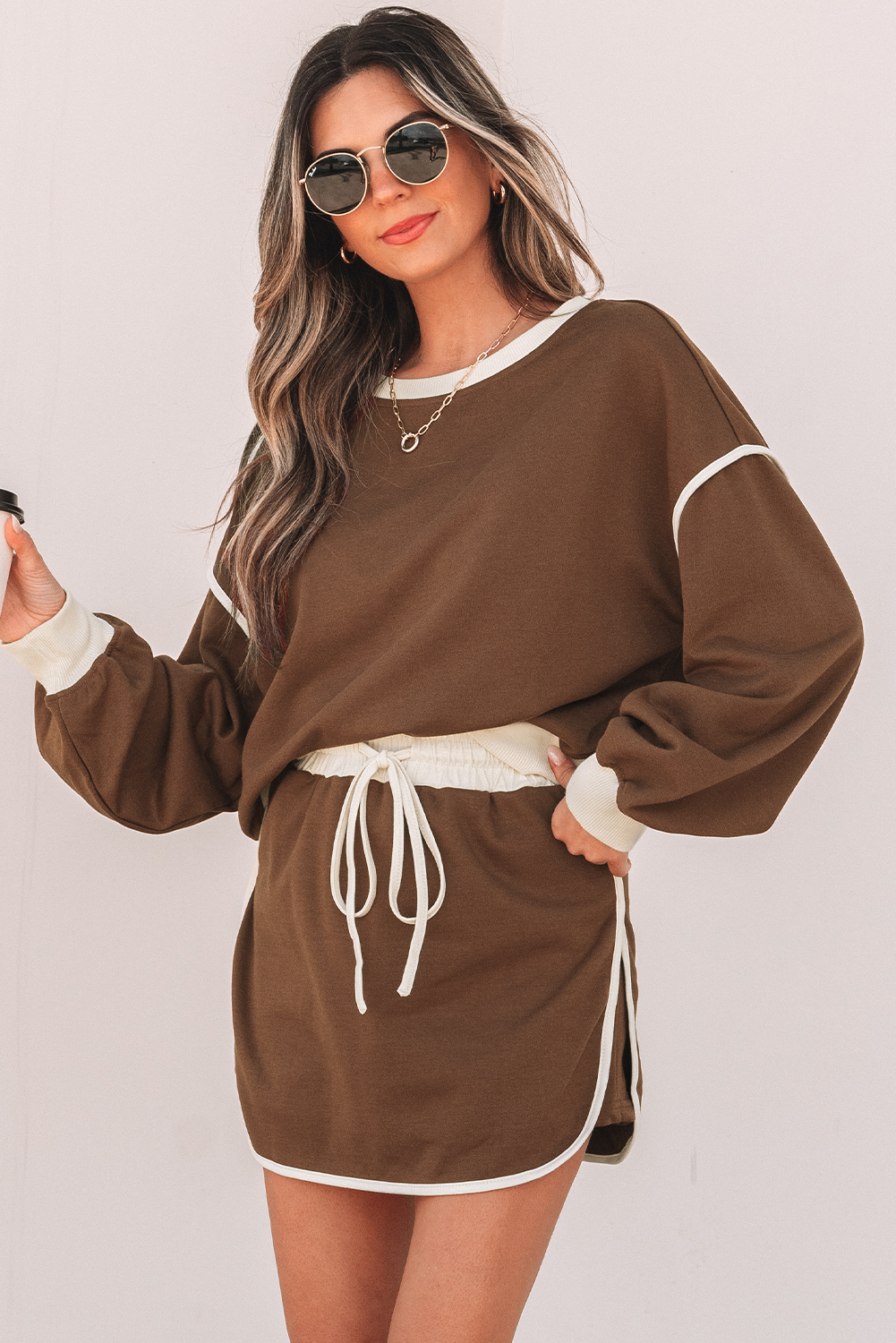 Soft Cotton Blend Lounge Set, Women's Pullover and Skort - Detail View 6 Soft Cotton Blend Lounge Set, Women's Pullover and Skort - Detail View 6