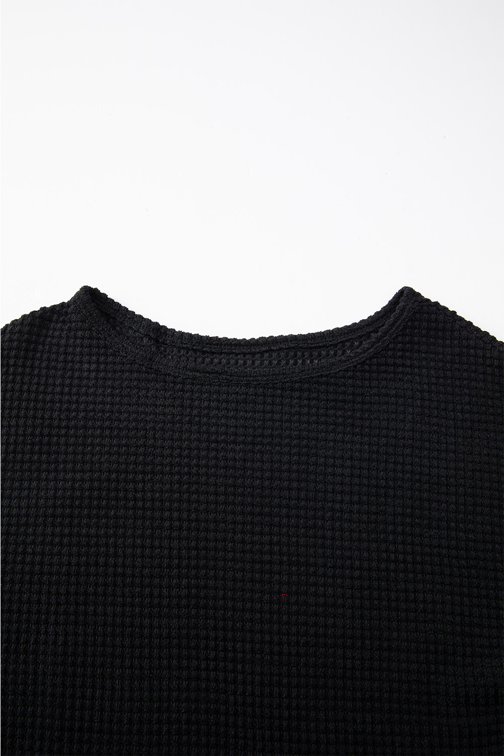 Versatile Women's Casual Top: Black Solid Color, Drop Shoulder Design - Detail View 8 Versatile Women's Casual Top: Black Solid Color, Drop Shoulder Design - Detail View 8