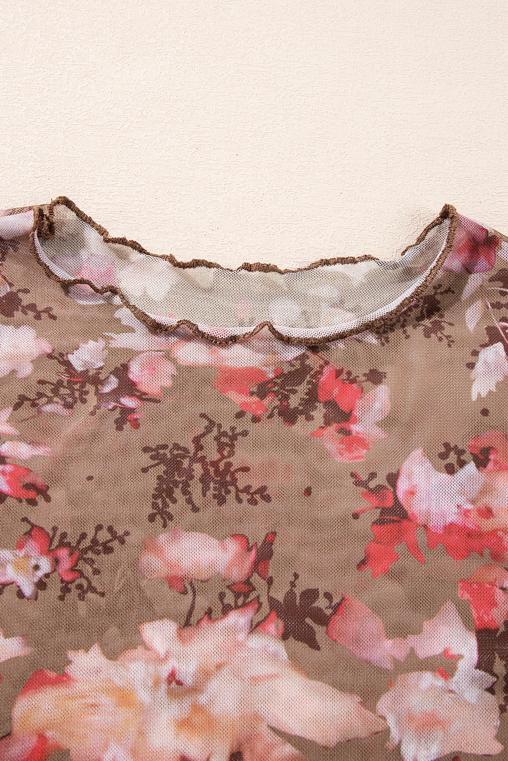 Floral Sheer Mesh Long Sleeve Top for Women - Perfect for Spring Outfits - Detail View 10 Floral Sheer Mesh Long Sleeve Top for Women - Perfect for Spring Outfits - Detail View 10