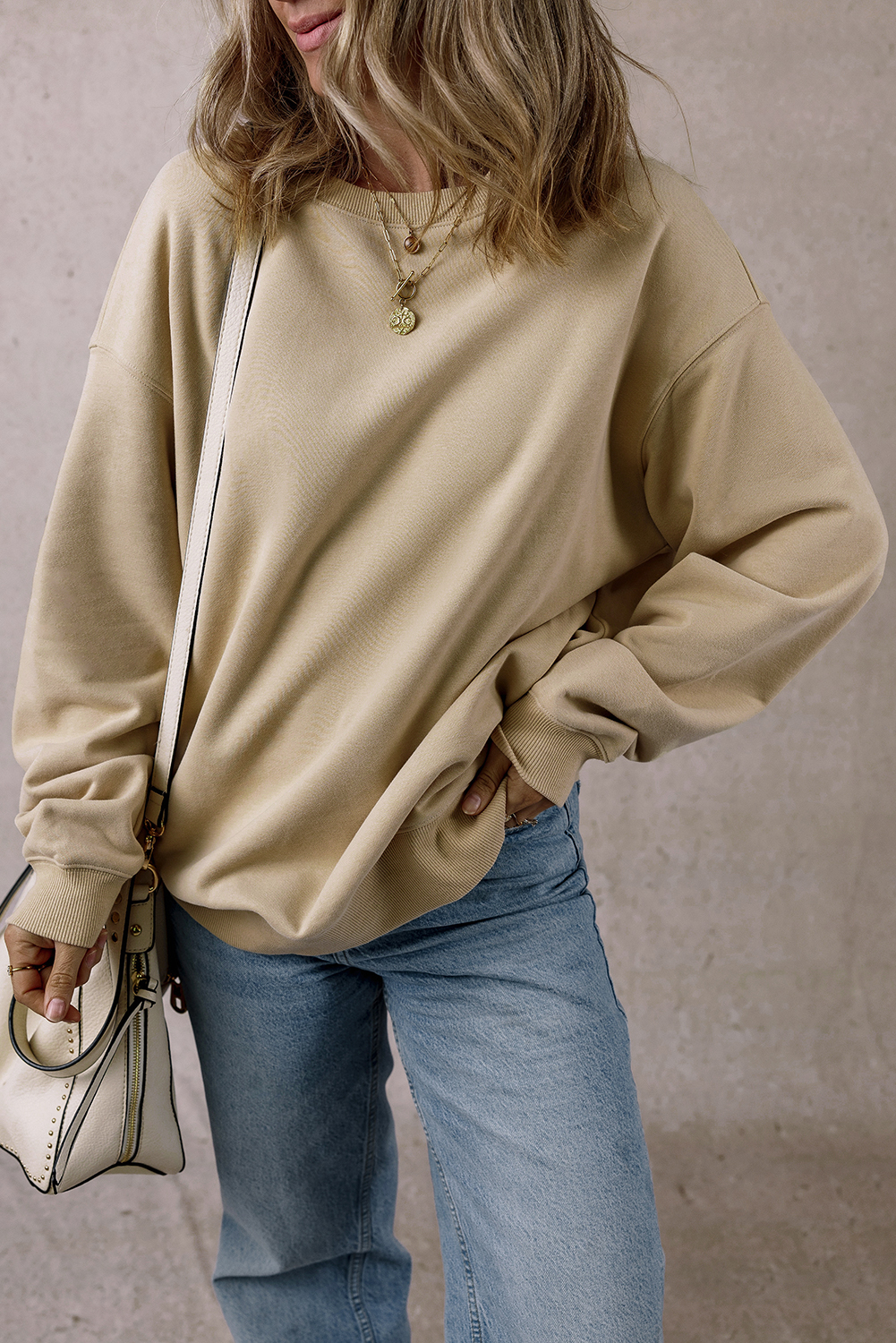 Warm and Comfortable Women's Winter Fleece Sweatshirt - Crew Neck, Long Sleeve - Detail View 3 Warm and Comfortable Women's Winter Fleece Sweatshirt - Crew Neck, Long Sleeve - Detail View 3