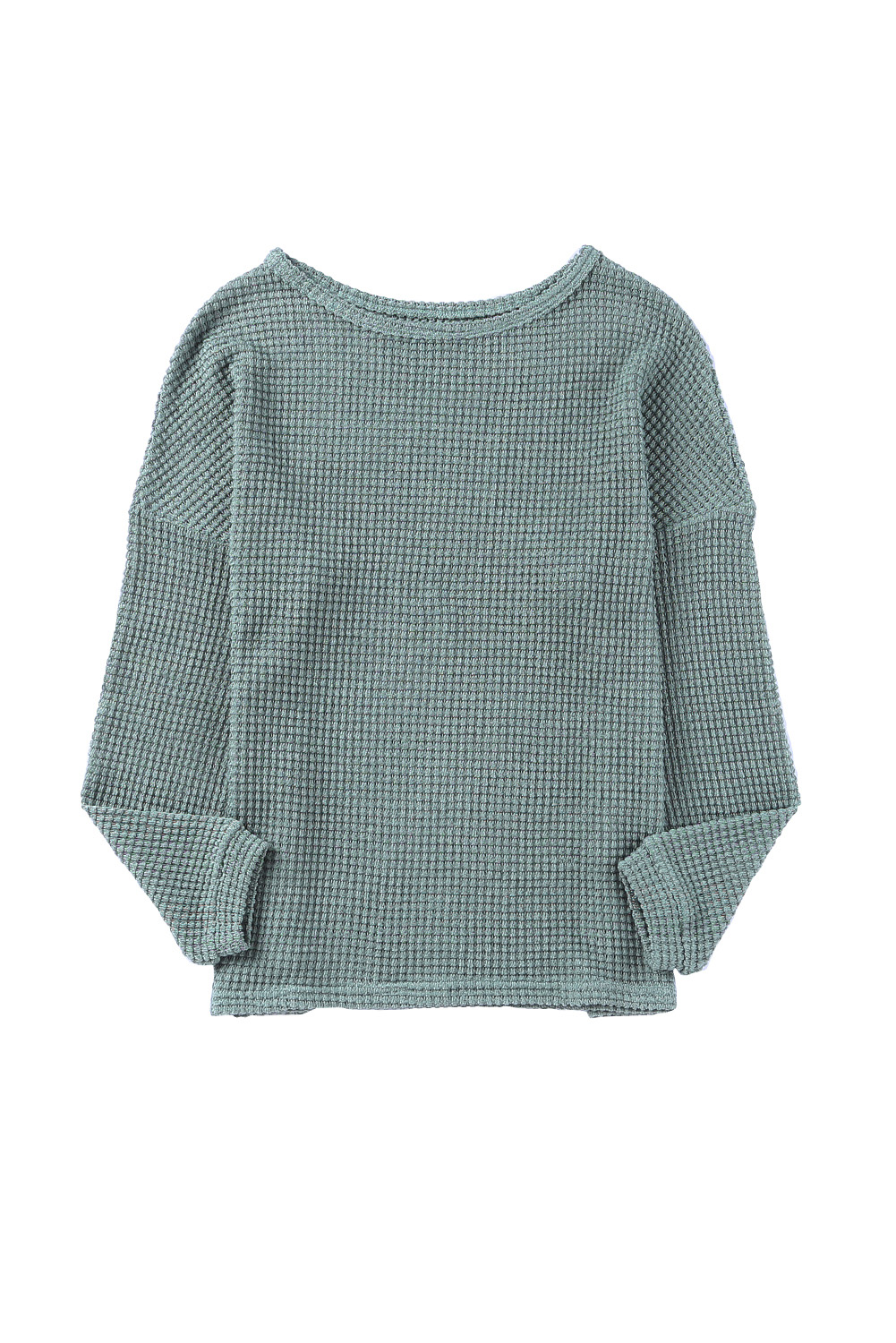 Stylish Casual Wear: Women's Green Drop Shoulder Long Sleeve Top - Detail View 13 Stylish Casual Wear: Women's Green Drop Shoulder Long Sleeve Top - Detail View 13